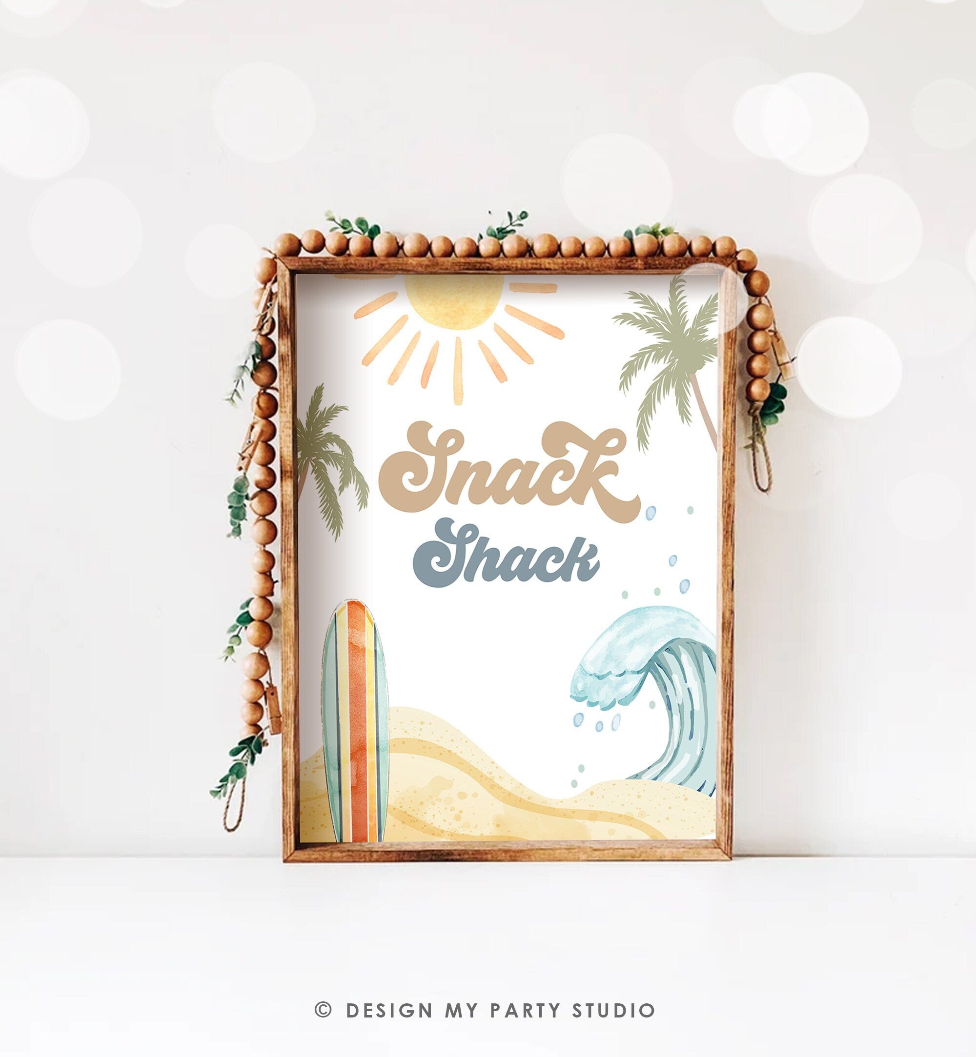 Snack Shack Sign Surf Birthday Party Retro The Big One Wave Beach Party Decor Boho Surfboard 1st Boy Snacks Table Download PRINTABLE 0433