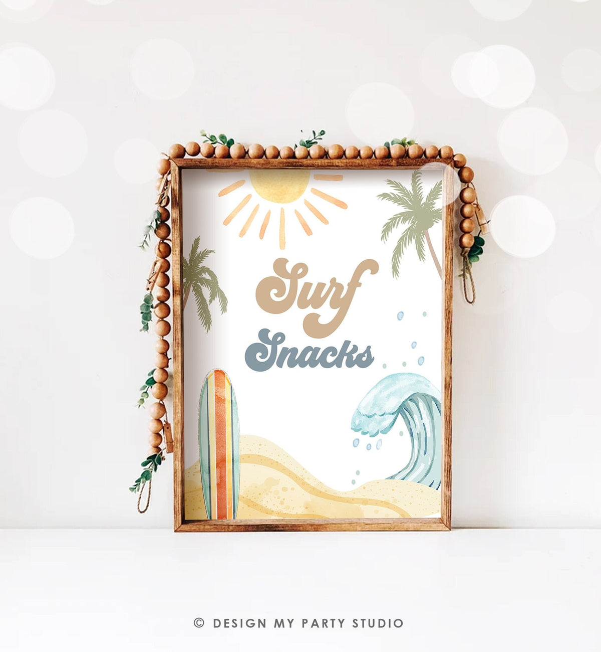 Surf Snacks Sign Surf Birthday Party Retro The Big One Wave Beach Party Decor Boho Surfboard 1st Boy Snacks Table Download PRINTABLE 0433