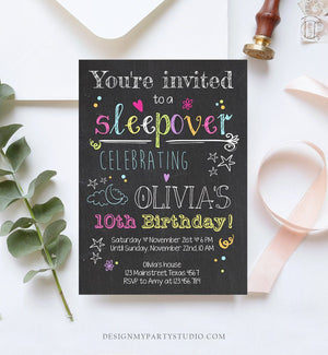 Editable ANY AGE Sleepover Party Invitation Slumber Party Pajamas Birthday Girl Pink Download Printable Invite Template Corjl Digital 0275