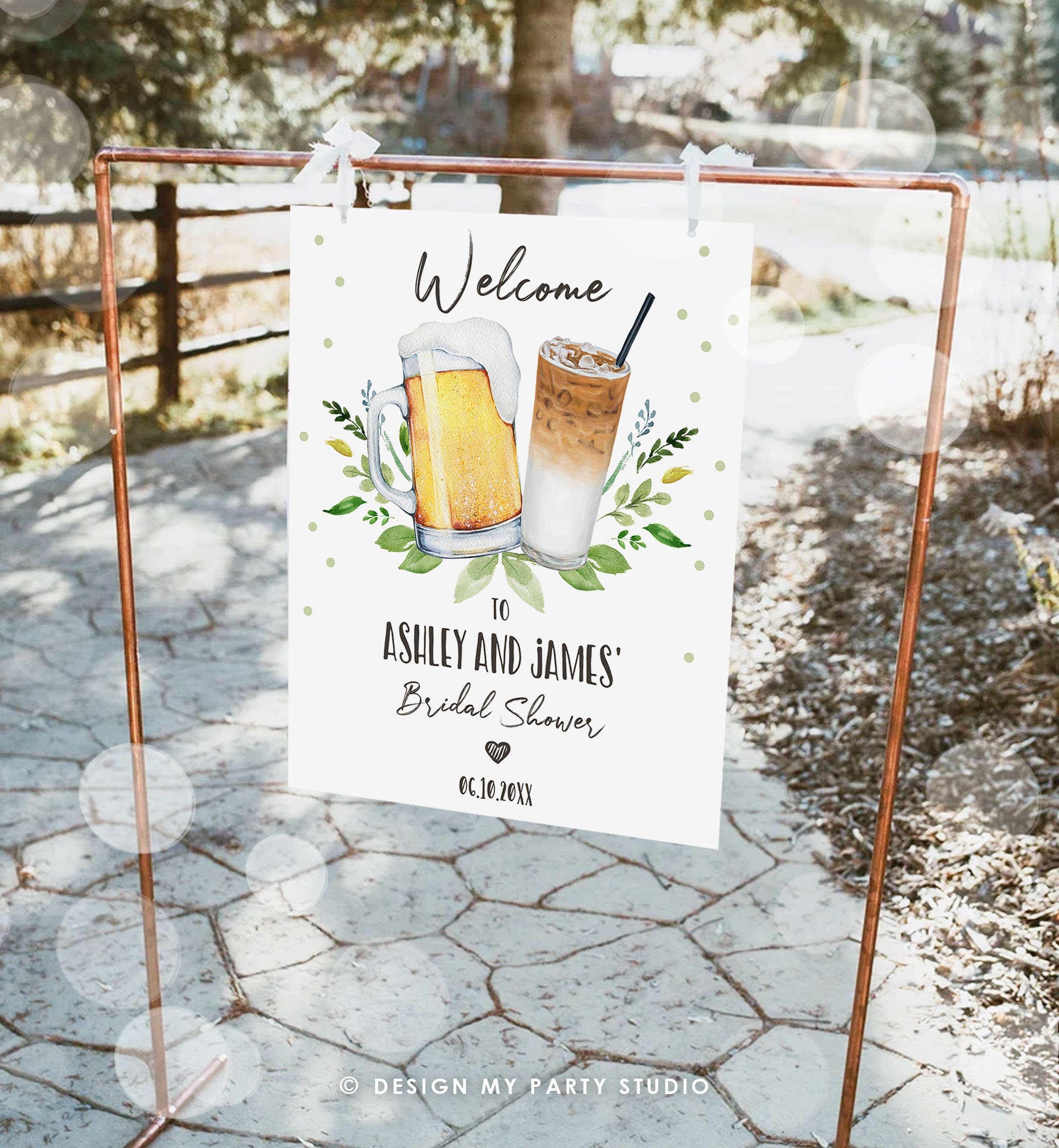 Editable Love is Brewing Welcome Sign Brewing Couples Shower Beers Cheers Wedding Shower Brews Before I Do Cold Brew Corjl Template 0190