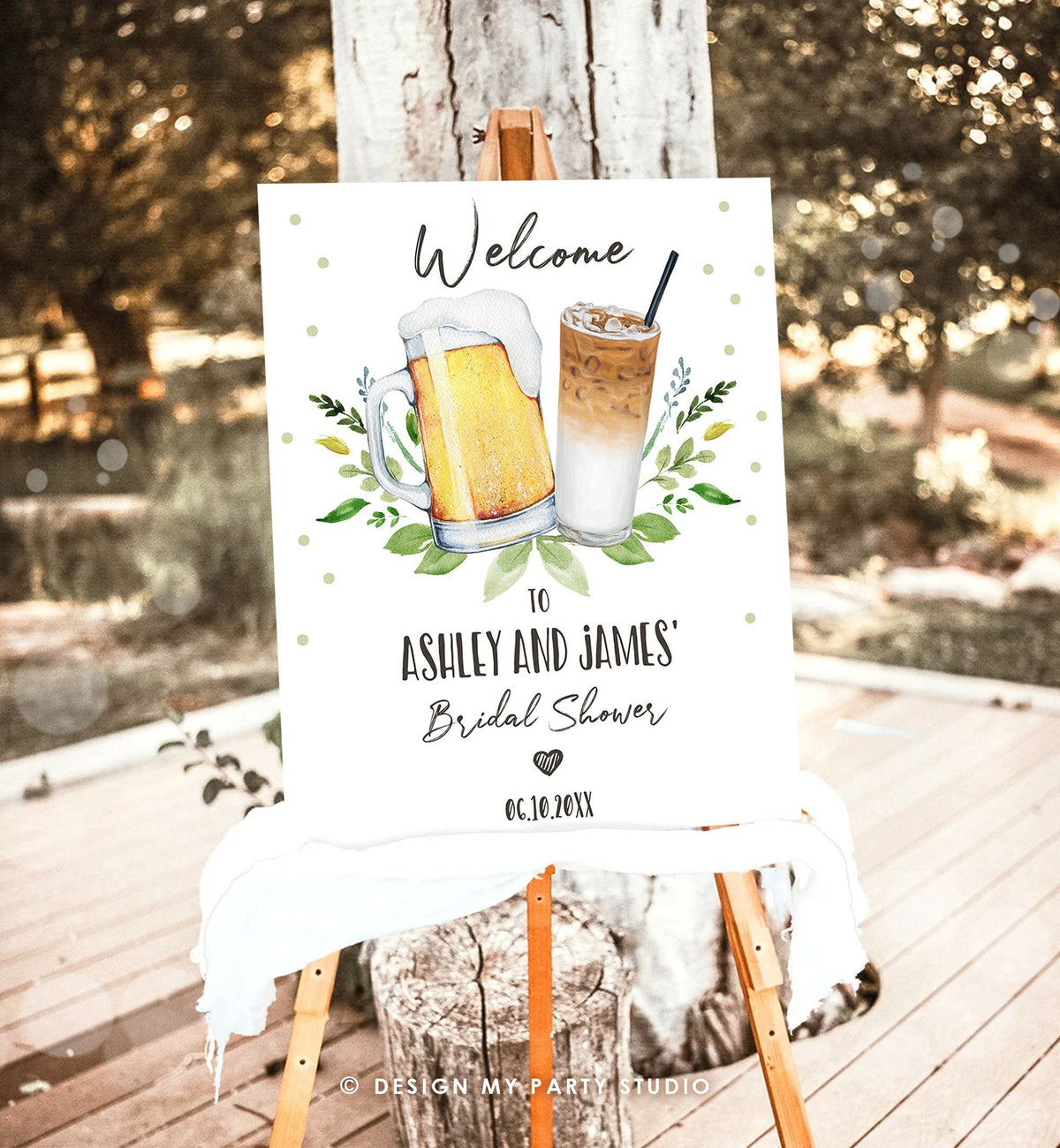 Editable Love is Brewing Welcome Sign Brewing Couples Shower Beers Cheers Wedding Shower Brews Before I Do Cold Brew Corjl Template 0190