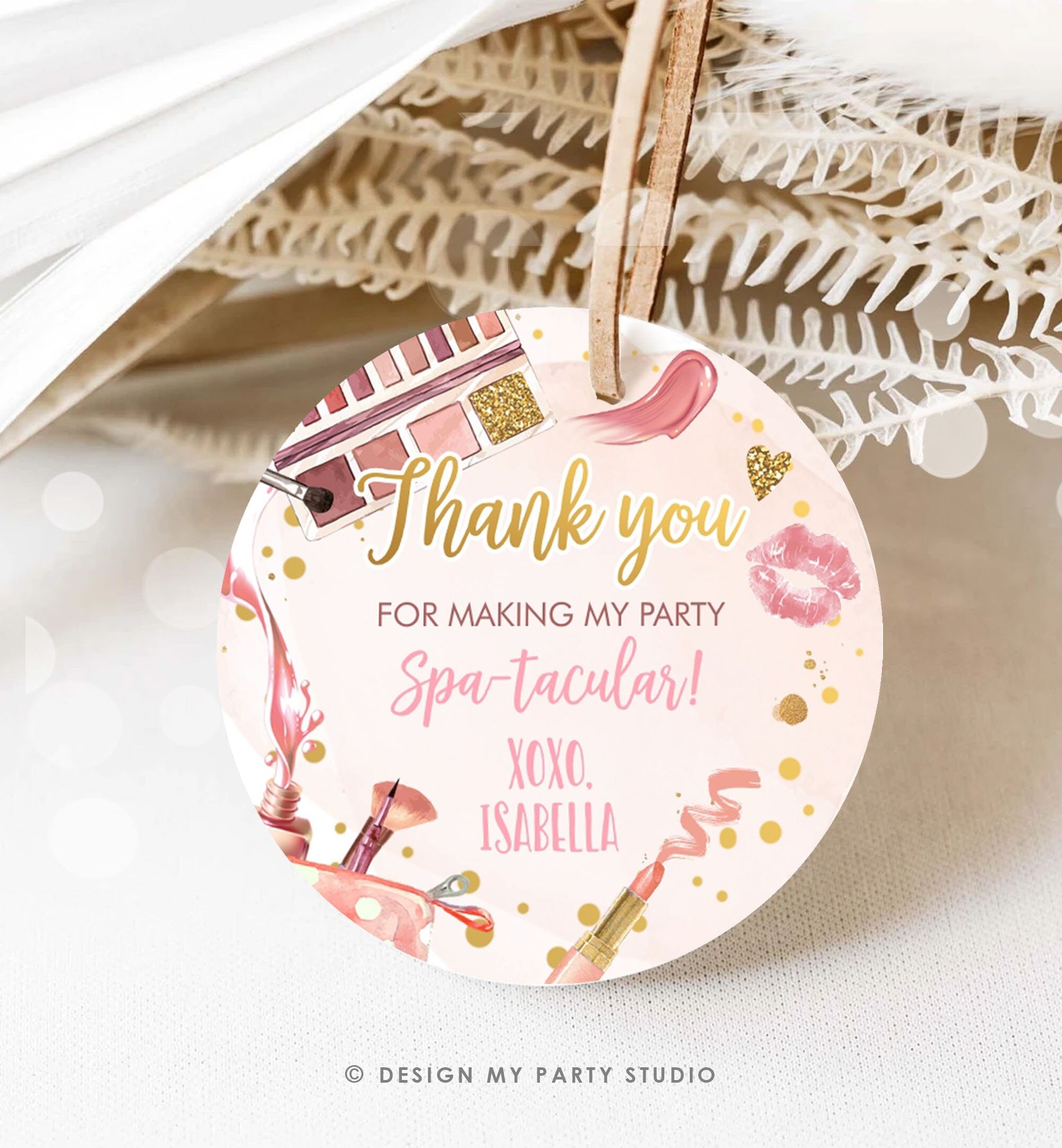 Editable Spa Party Favor Tags Glamour Party Thank You Tags Spa Birthday Girl Make up Party Glam Pink Gift Tag Digital Corjl Template 0420