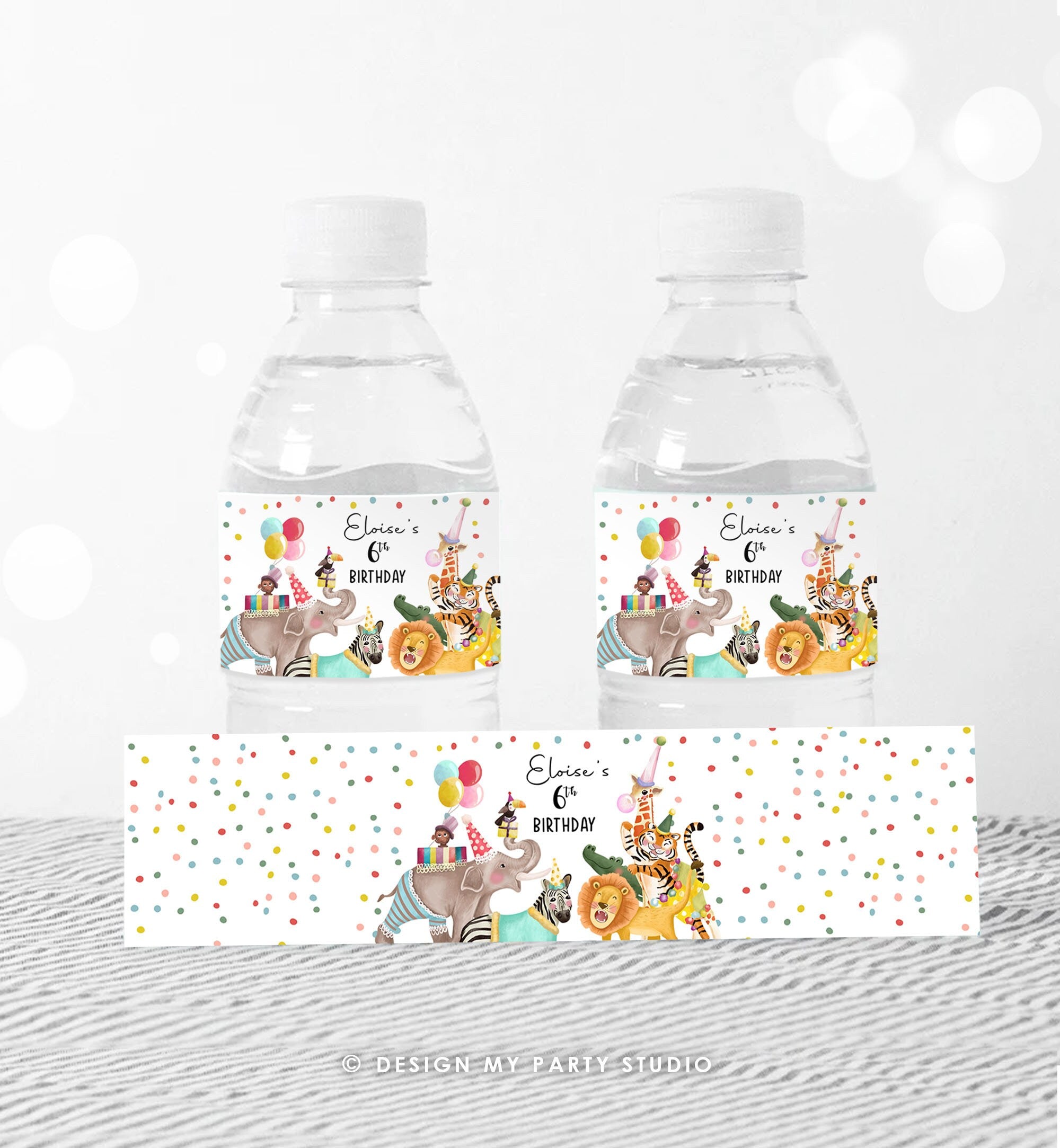 Editable Water Bottle Labels Party Animals Birthday Wild One Birthday Decor Safari Animals Zoo Printable Bottle Labels Template Corjl 0482