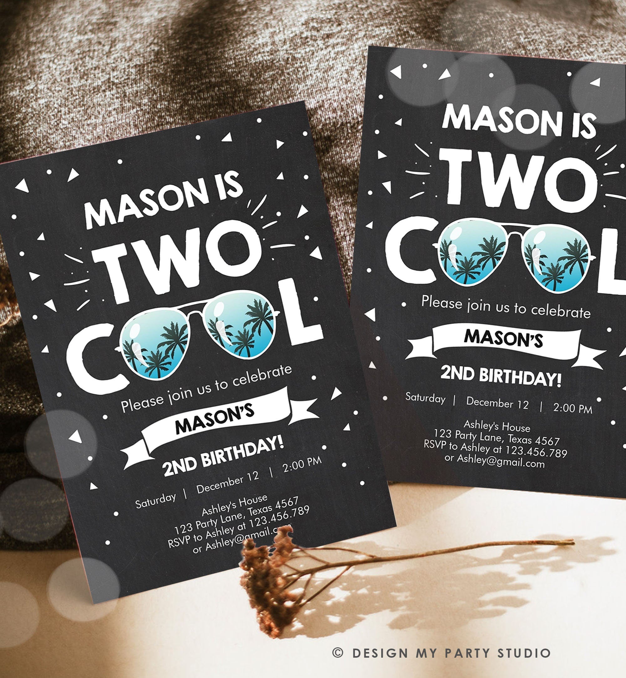 Editable Two Cool Birthday Invitation Boy Second Birthday Party 2nd I'm this Many Two Cool Download Printable Digital Template Evite 0136