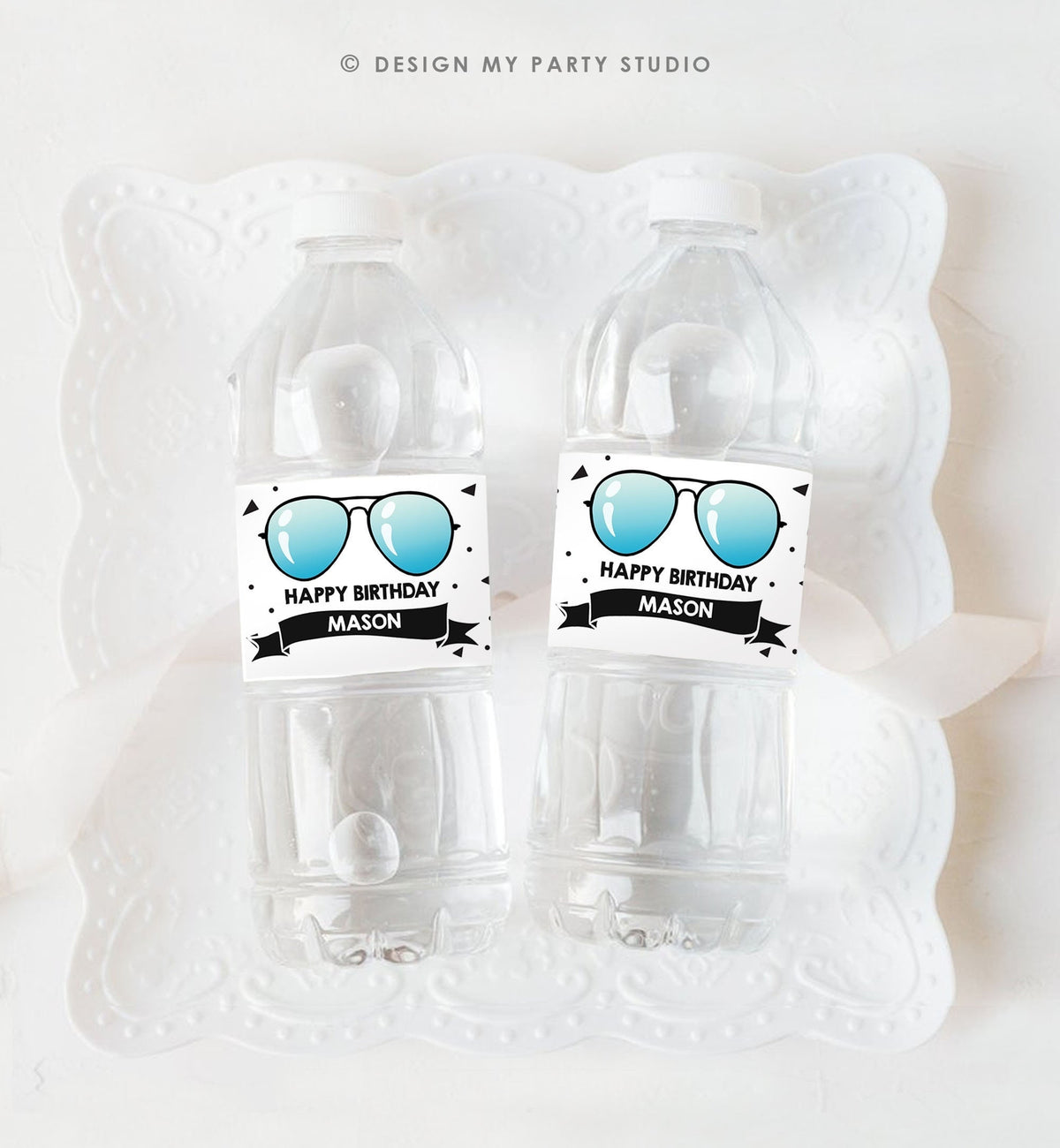 Editable Water Bottle Labels Sunglasses Two Cool Birthday Boy 2nd Birthday Summer I&#39;m This Many 2 Decor Printable Template Digital 0136