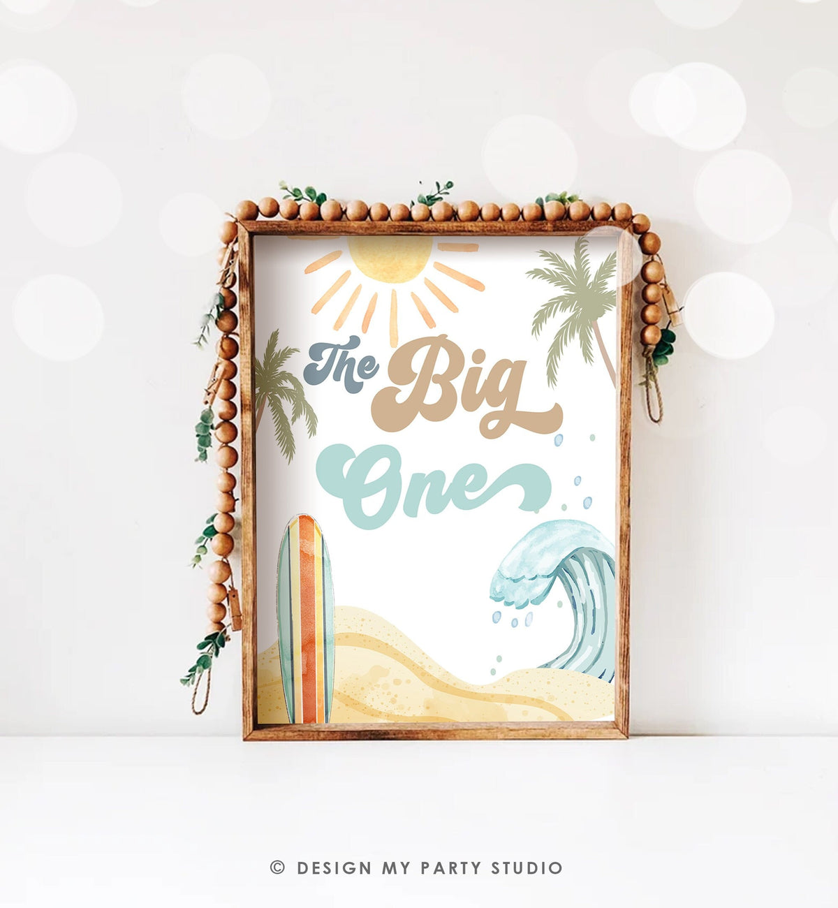 The Big One Sign Surf Birthday Party Retro The Big One Wave Beach Party Decor Boho Surf Board 1st Boy 70&amp;#39;s First Download PRINTABLE 0433