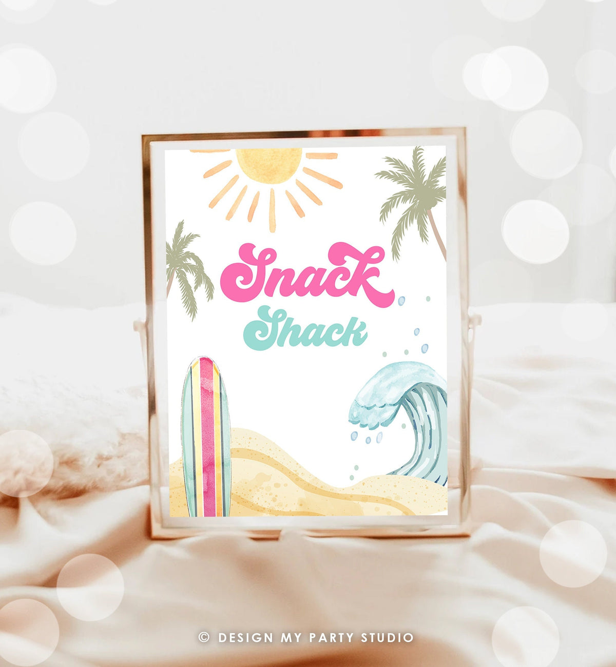 Snack Shack Sign Surf Birthday Party Retro The Big One Wave Beach Party Decor Boho Surfboard 1st Girl Snacks Table Download PRINTABLE 0433