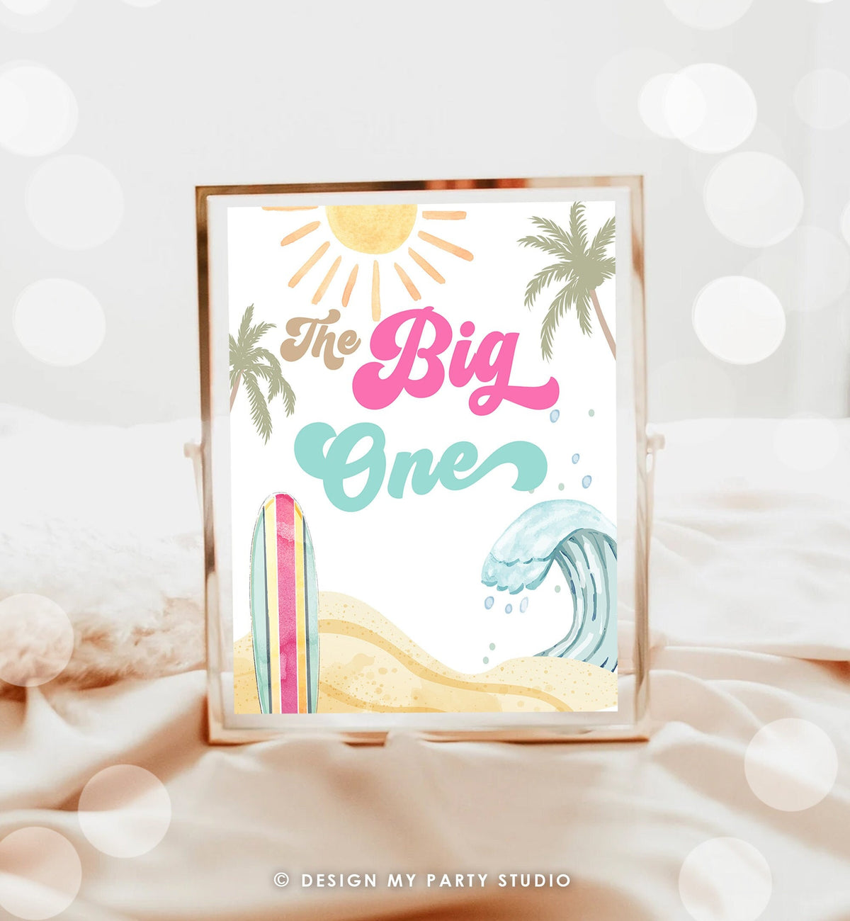 The Big One Sign Surf Birthday Party Retro The Big One Wave Beach Party Decor Boho Surf Board 1st Girl 70&amp;#39;s First Download PRINTABLE 0433