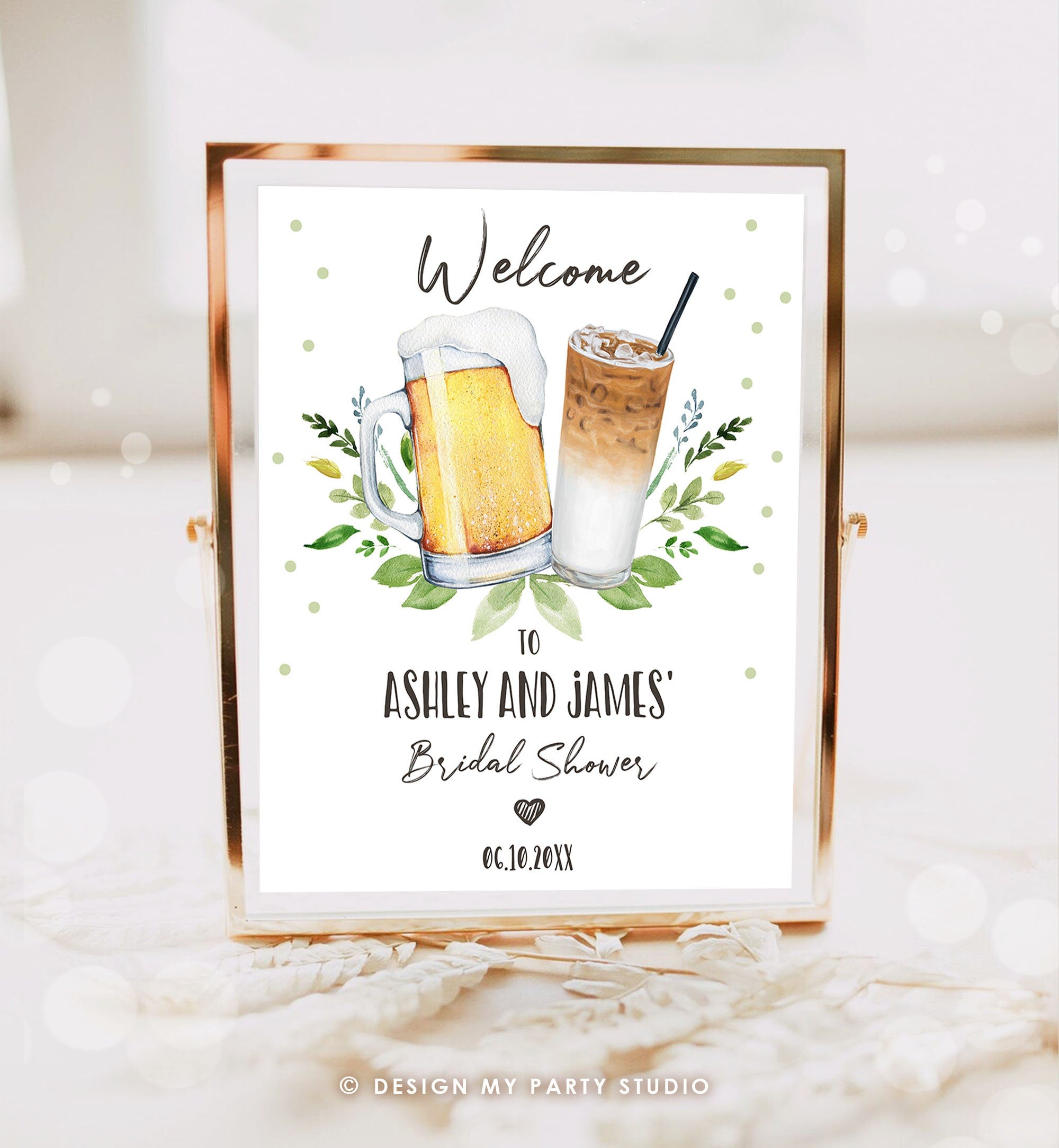 Editable Love is Brewing Welcome Sign Brewing Couples Shower Beers Cheers Wedding Shower Brews Before I Do Cold Brew Corjl Template 0190