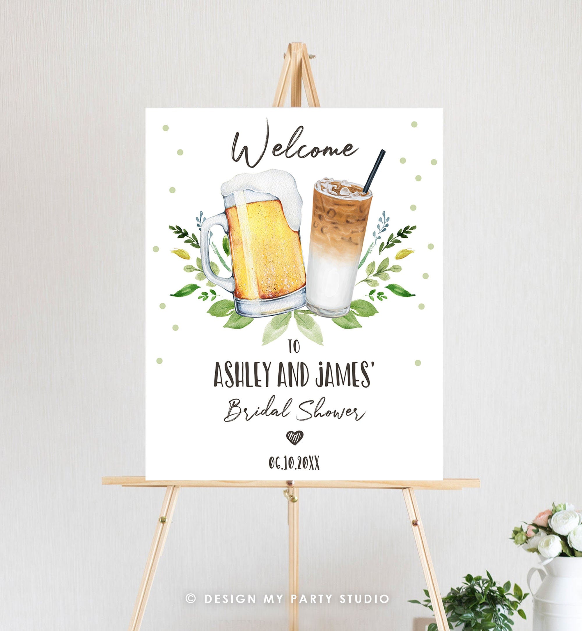 Editable Love is Brewing Welcome Sign Brewing Couples Shower Beers Cheers Wedding Shower Brews Before I Do Cold Brew Corjl Template 0190