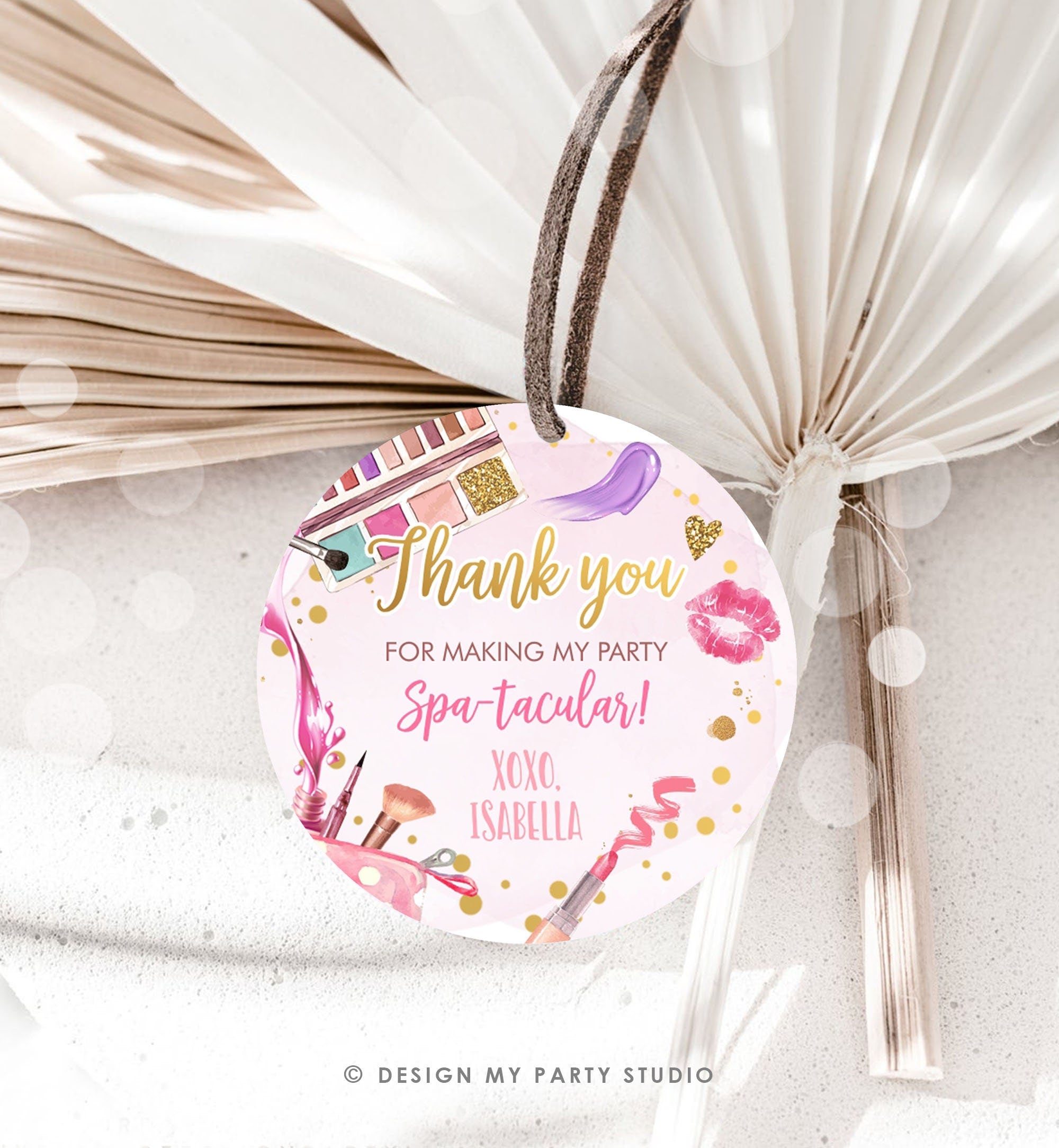 Editable Spa Party Favor Tags Glamour Party Thank You Tags Spa Birthday Girl Make up Party Glam Pink Gift Tag Digital Corjl Template 0420