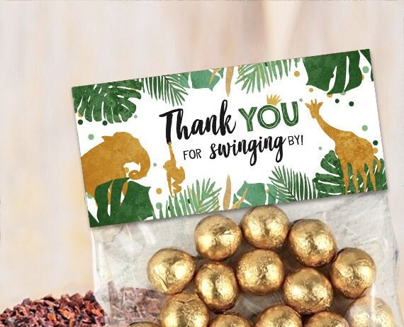 Safari Animals Treat Bag Toppers Safari Birthday Favors Party Animals Wild One Two Wild Three Gold Safari Instant Download Printable 0016