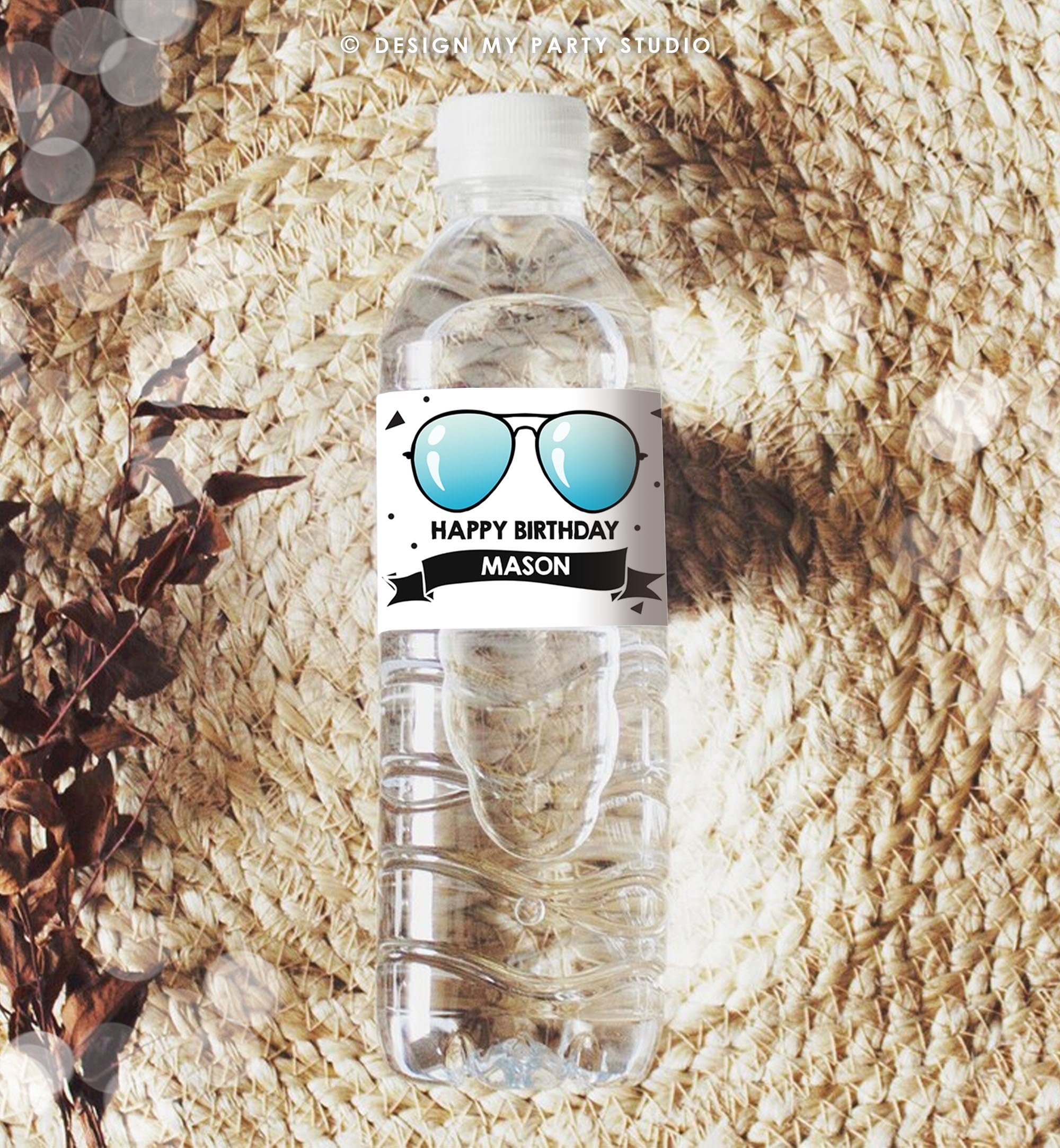 Editable Water Bottle Labels Sunglasses Two Cool Birthday Boy 2nd Birthday Summer I'm This Many 2 Decor Printable Template Digital 0136