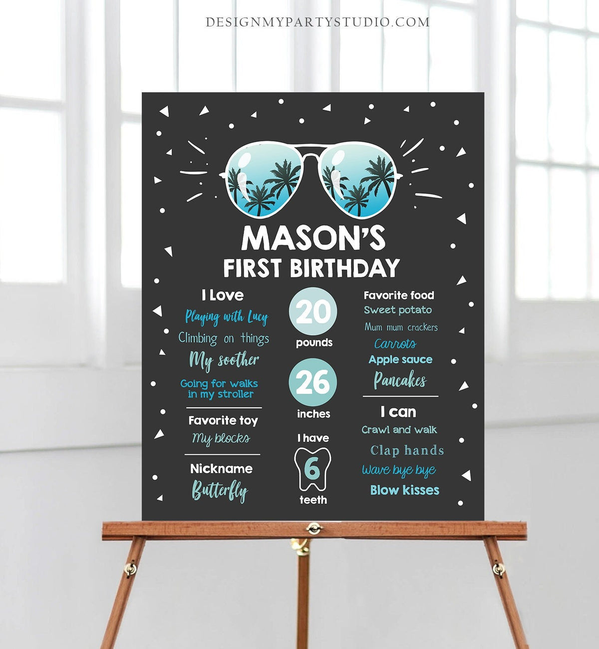 Editable Sunglasses One Cool Dude Birthday Milestones Sign Two Cool Chalkboard Boy 1st First Birthday Pilot Digital Template Printable 0136