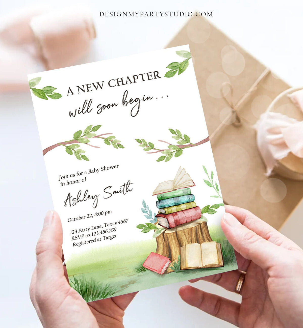 Editable Storybook Baby Shower Invitation Gender Neutral New Chapter Book Themed Baby Shower Digital Download Evite Template Printable 0427