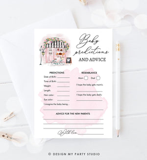 Editable Baby Predictions Advice Game Paris Baby Shower Game Bonjour Bebe French Patisserie Eiffel Tower Download Template Printable 0441