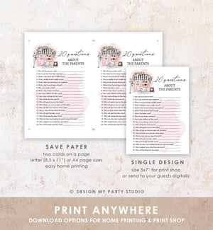 Editable Questions about the Parents Game Paris Baby Shower Bonjour Bebe French Patisserie Eiffel Tower Download Template Printable 0441