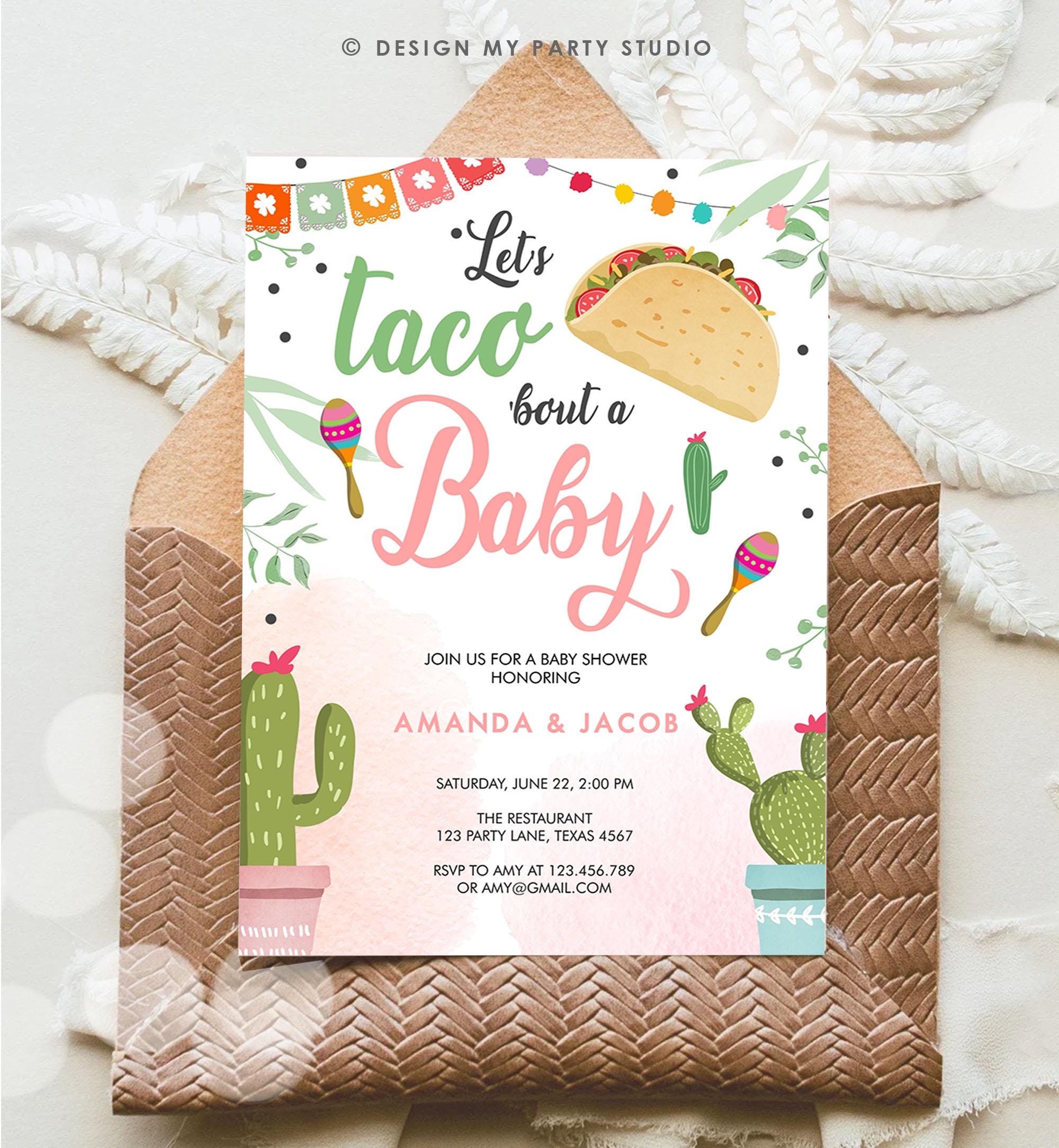 Editable Taco Bout a Baby Shower Invitation Girl Cactus Mexican Fiesta Baby Shower Taco Download Printable Invitation Evite Template 0254