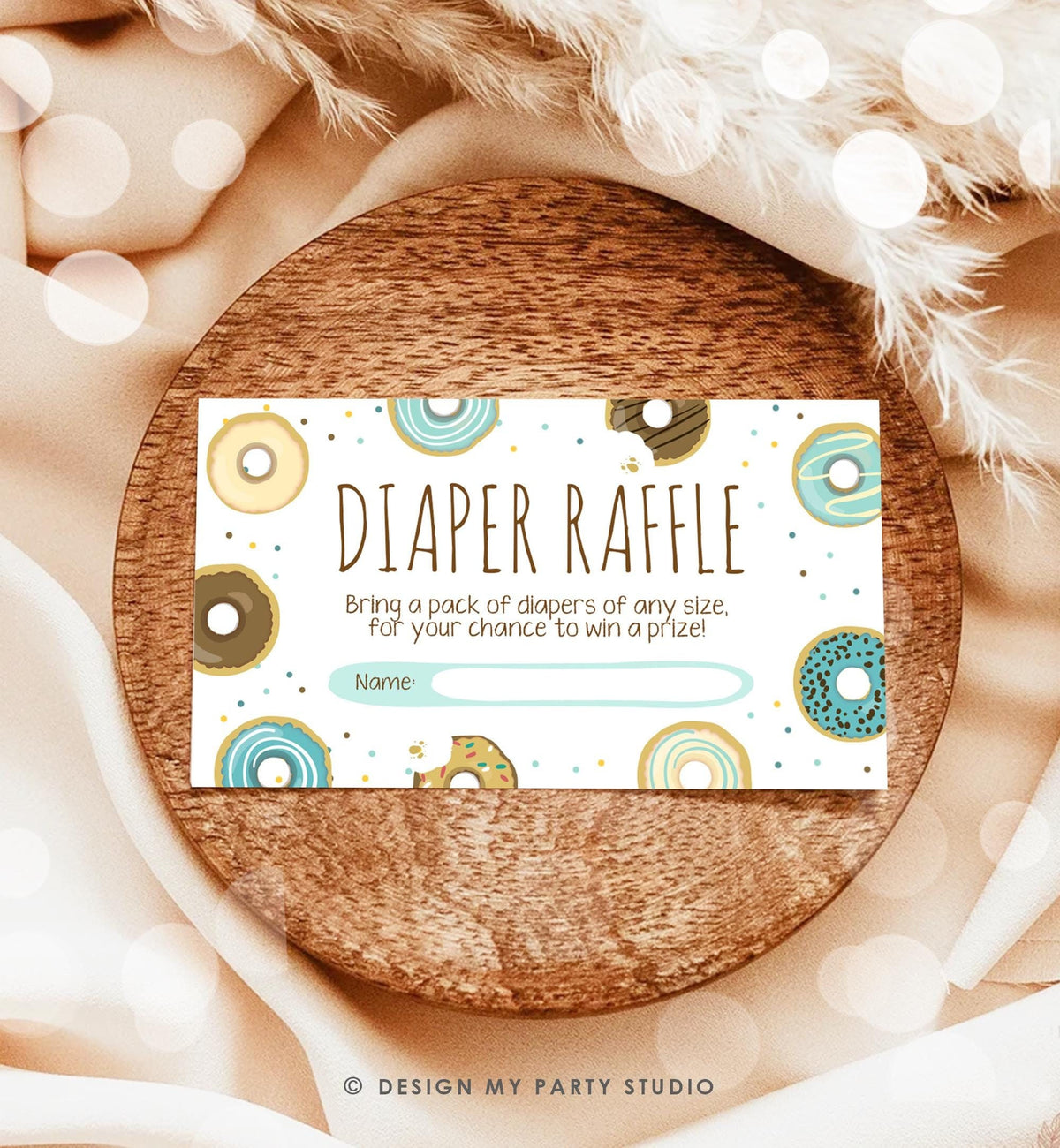 Diaper Raffle Tickets Donut Diaper Game Doughnut Sprinkle Baby Shower Donut Baby Sprinkle Donut and Diapers Boy Blue Diapers Printable 0050