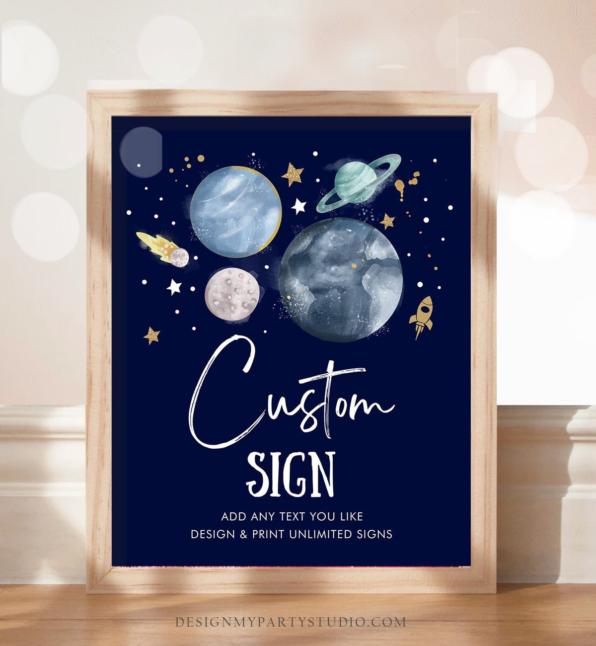 Editable Custom Sign Space Birthday Sign Galaxy Birthday Outer Space Party Decor Boy Astronaut Planets 8x10 Instant Download PRINTABLE 0357