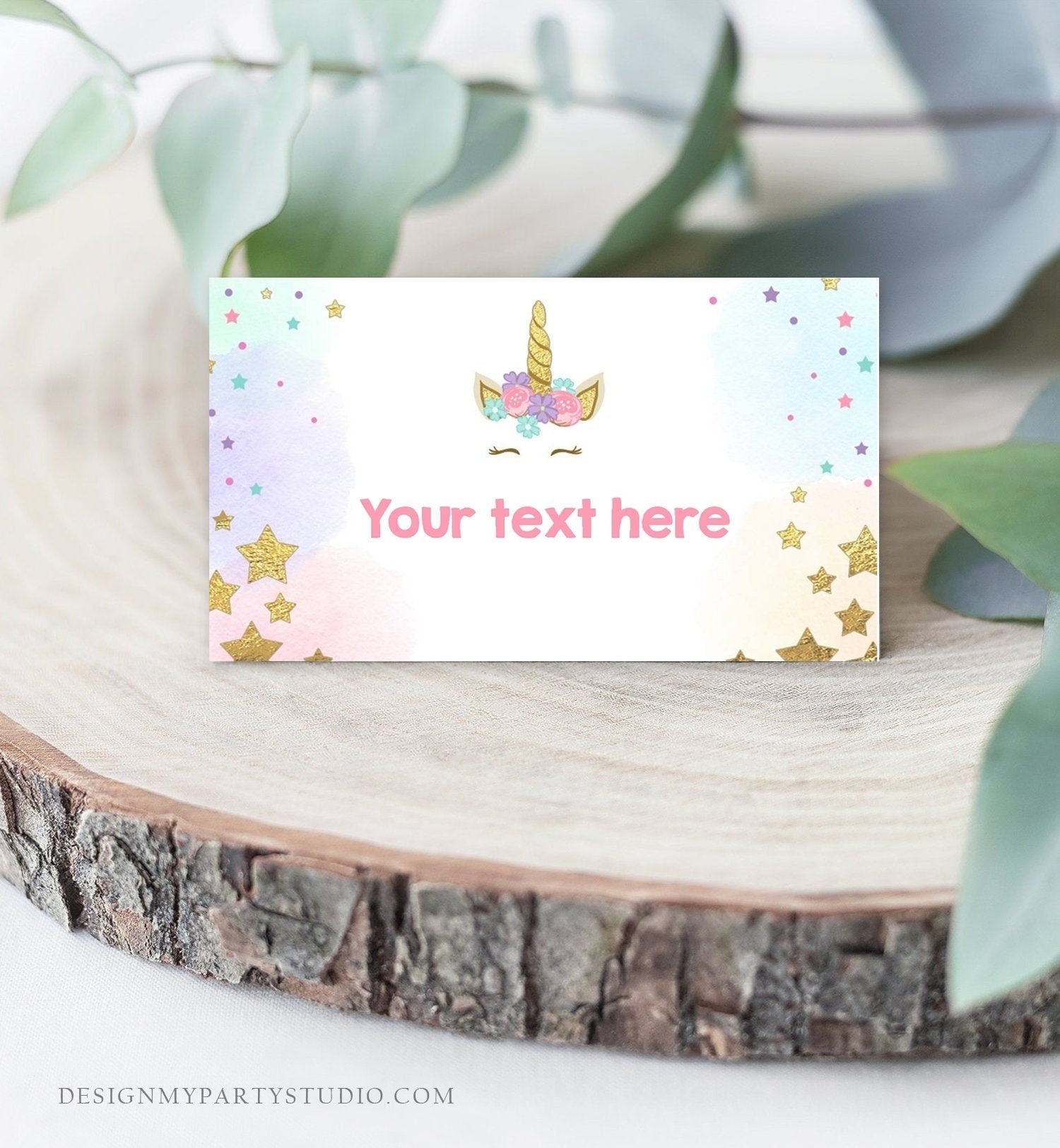 Editable Unicorn Food Labels Magical Rainbow Pink Stars Place Card Tent Card Escort Card Girl Birthday Girl Digital Template Printable 0041