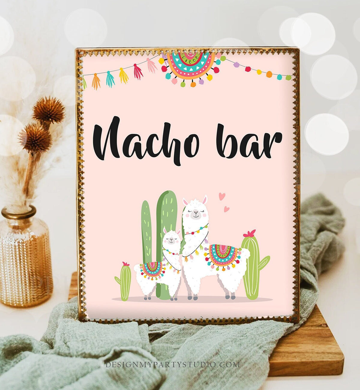 Llama Nacho Bar Sign Fiesta Theme Baby Shower Couples Shower Decor Cactus Succulent Table Taco Sign Digital Download Printable 0079