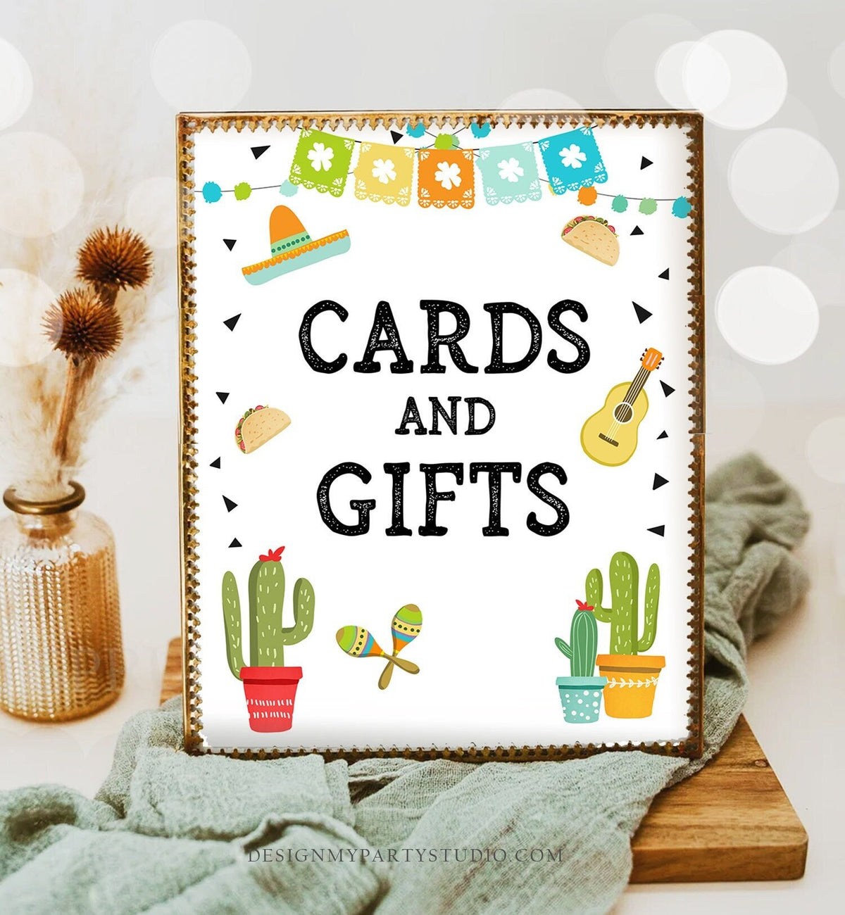 Cards and Gifts Sign Fiesta Cards Cactus Cards and Gifts Succulent Gift Table Baby Shower Decor Mexican 8x10 Instant Download Printable 0161