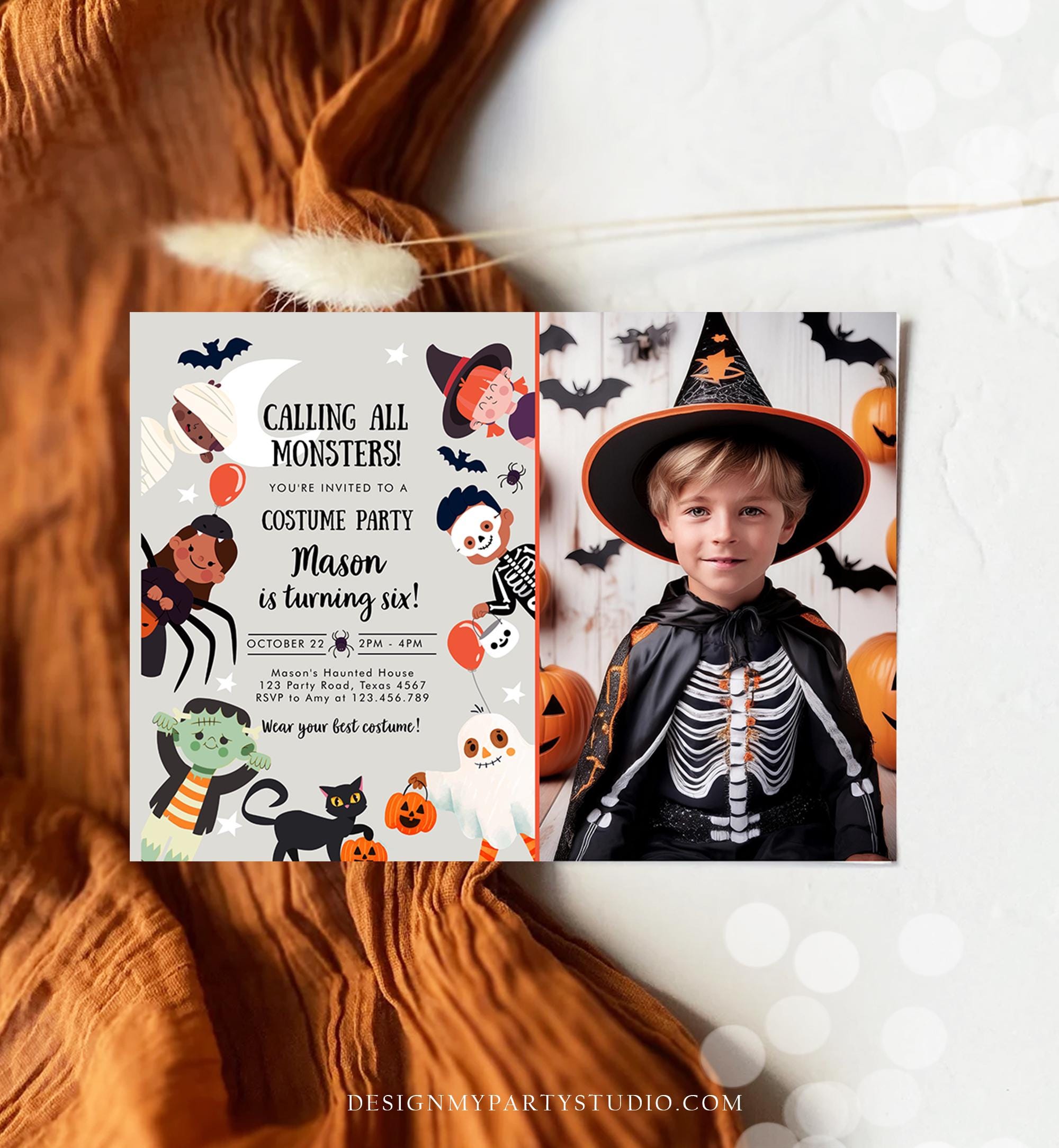 Editable Halloween Party Invitation Halloween Birthday Invitation Kids Costume Party Spooky Celebration Boy Digital Template Evite 0473 0009