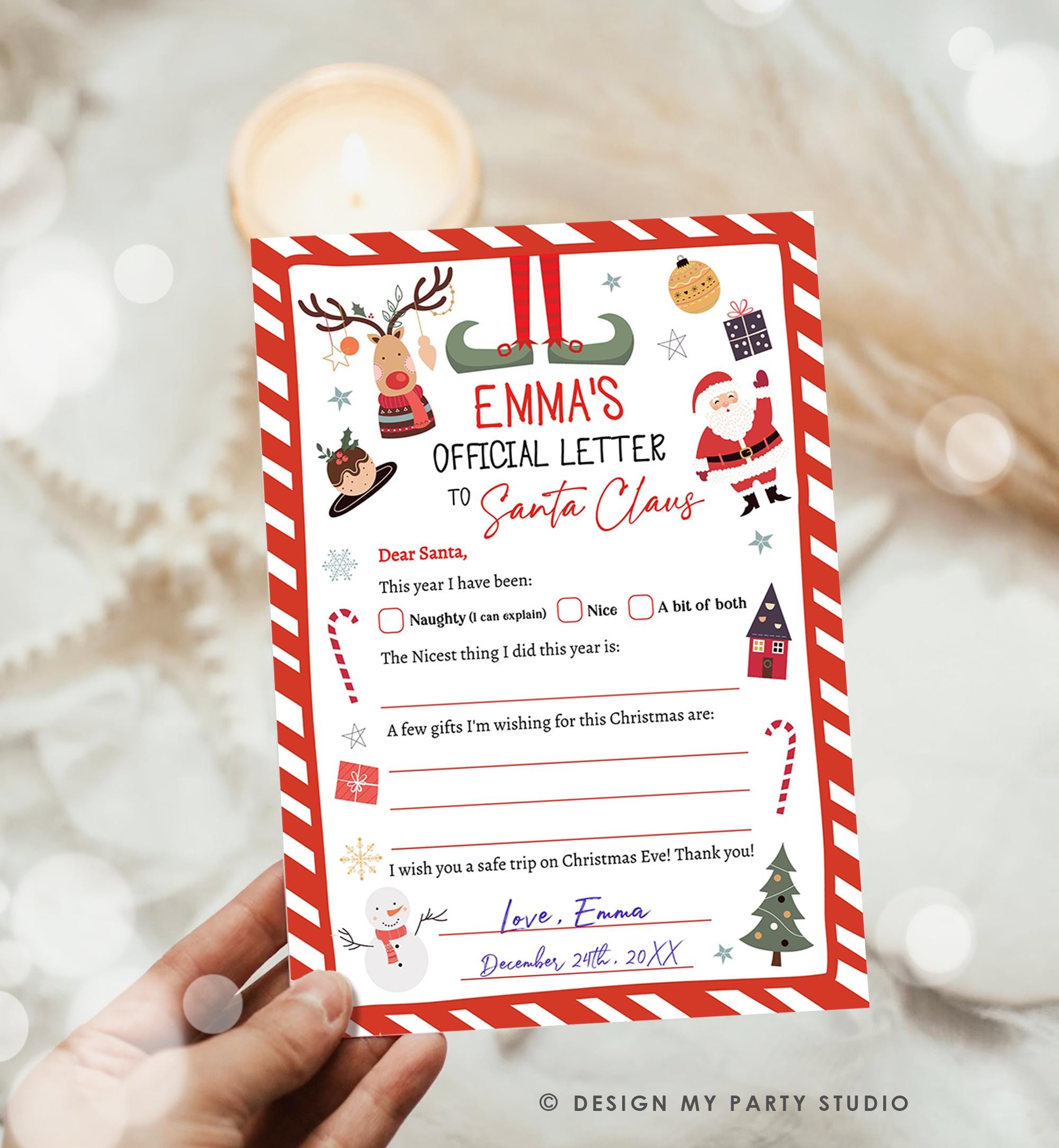 Editable Official Letter to Santa Claus From The Desk of Santa Christmas Eve North Pole Mail Instant Download Printable Template 0496