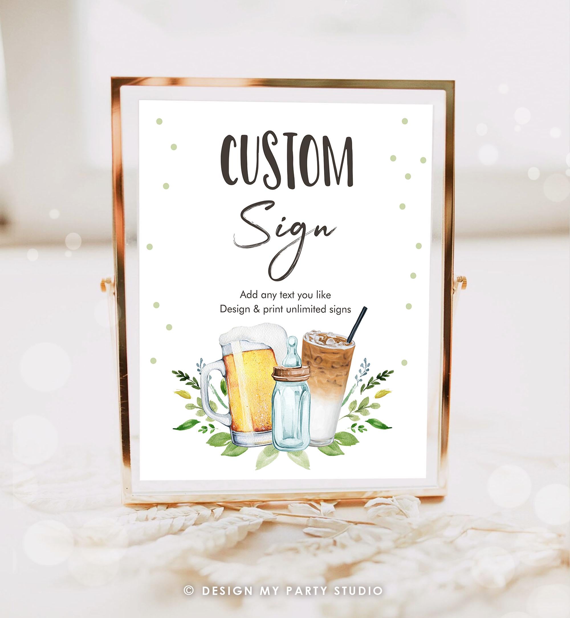 Editable Custom Baby is Brewing Sign Brewing Baby Shower Decor Table Sign Beer Bottle Cold Brew Coffee Download Template Printable 8x10 0190