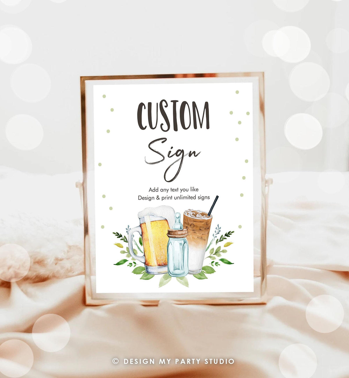 Editable Custom Baby is Brewing Sign Brewing Baby Shower Decor Table Sign Beer Bottle Cold Brew Coffee Download Template Printable 8x10 0190