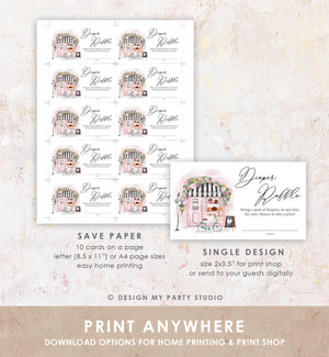 Editable Paris Diaper Raffle Ticket French Patisserie Eiffel Tower Baby Shower Registry Card Diaper Game Digital Template Printable 0441