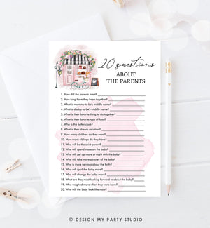 Editable Questions about the Parents Game Paris Baby Shower Bonjour Bebe French Patisserie Eiffel Tower Download Template Printable 0441