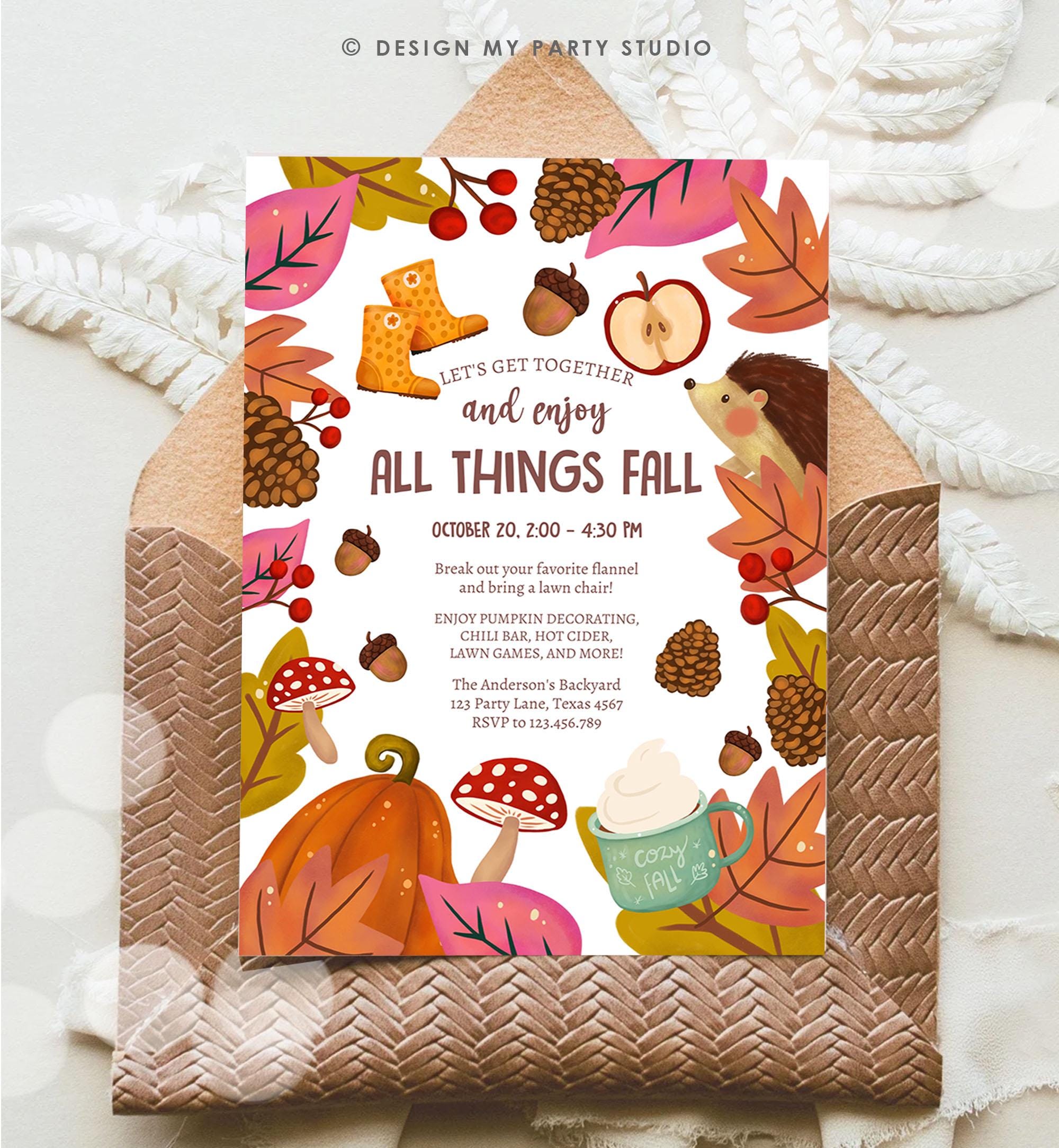 Editable All Things Fall Invitation Fall Celebration Fall Harvest Party Neighborhood Party Digital Download Template Evite Printable 0516