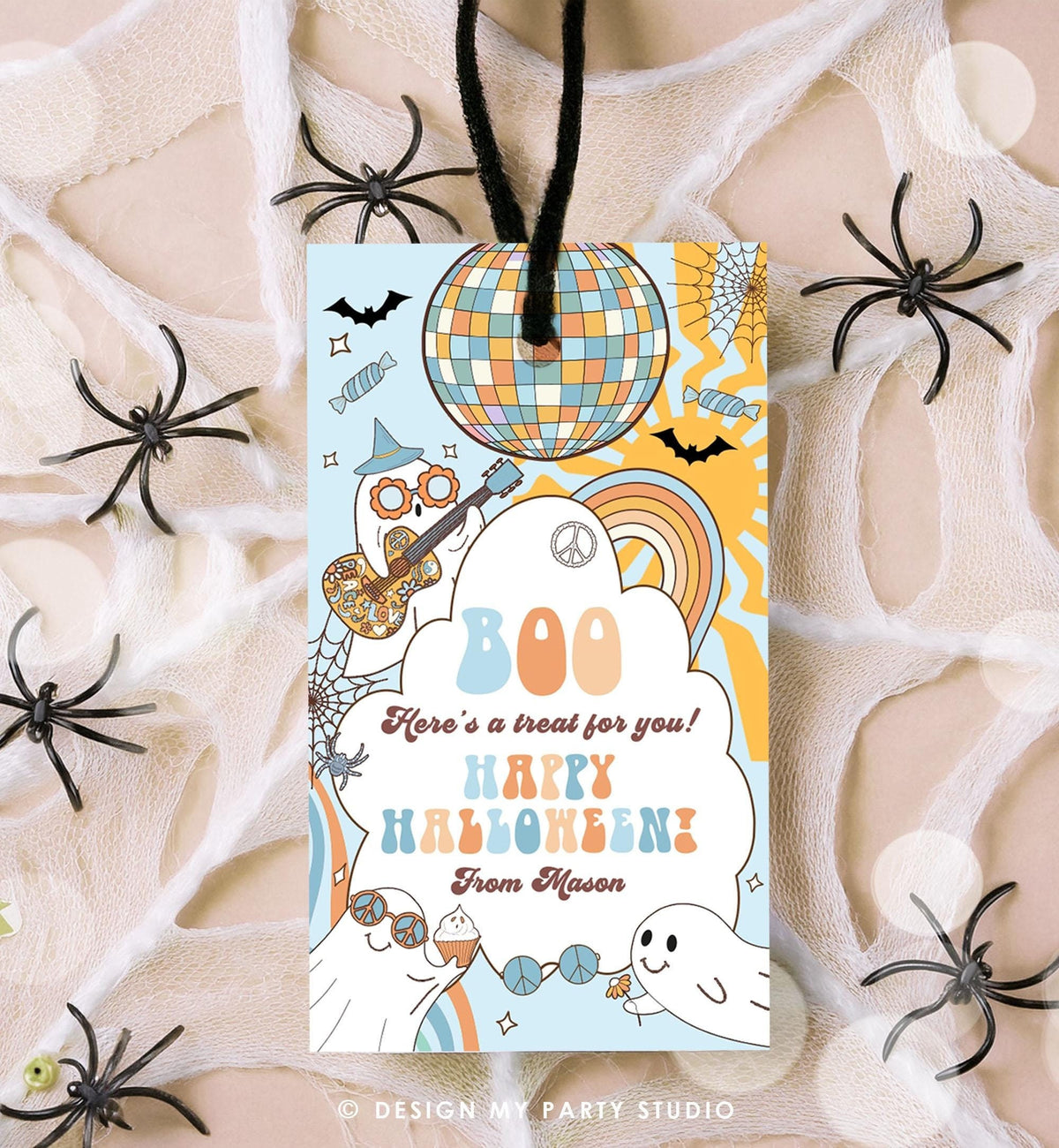 Editable Boo Treat for You Halloween Retro Groovy Ghost Gift Tag Spooky Vibes Favor Tag Spooktacular Printable Template 0261 0471 0009