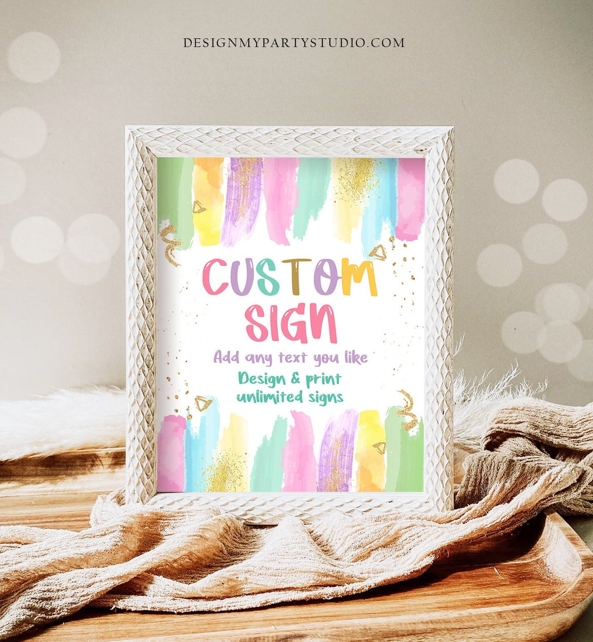 Editable Custom Sign Art Party Sign Craft Party Rainbow Pastel Girl Painting Party Table Decoration Instant Digital Download Printable 0450