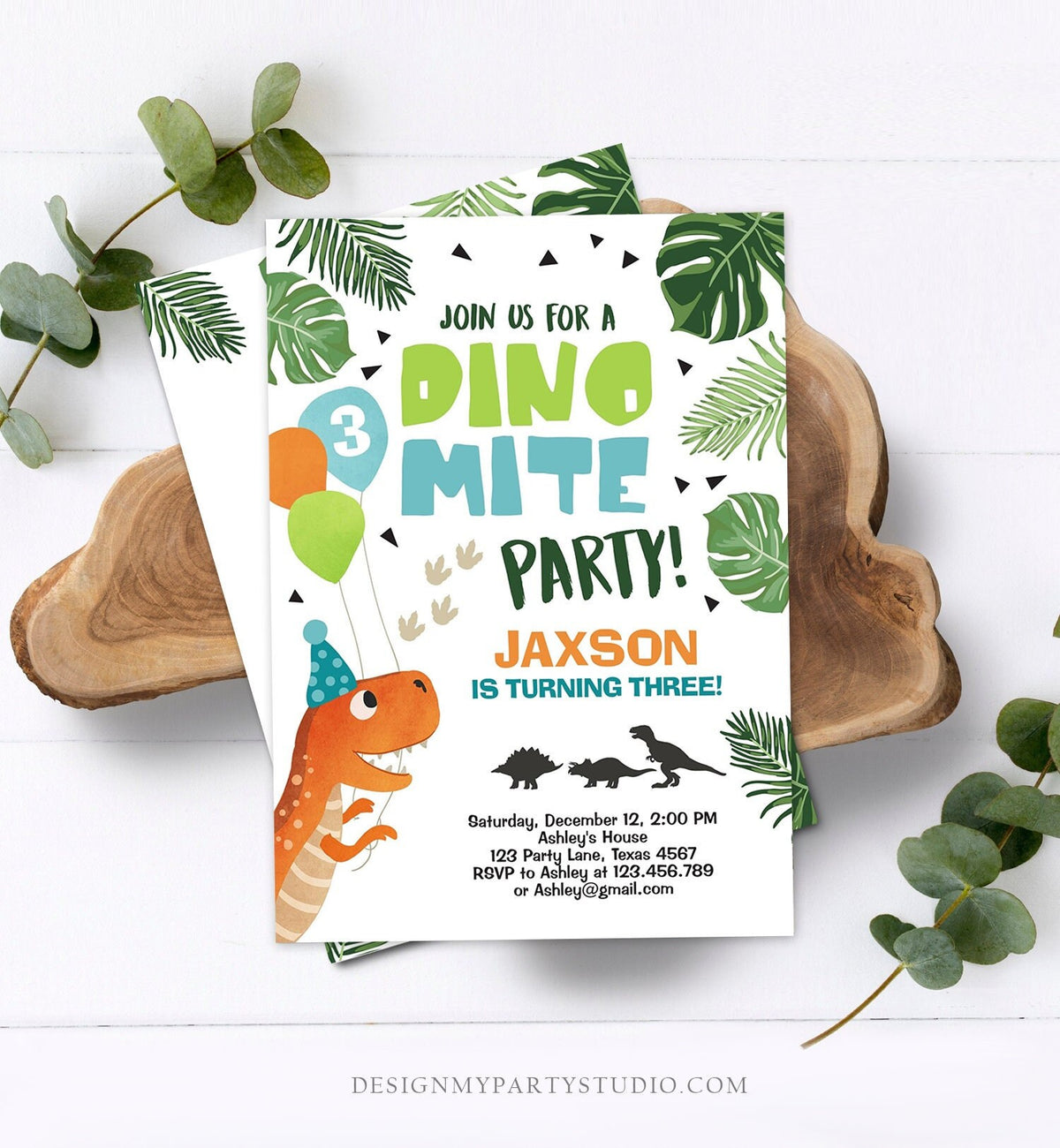 Editable Dinosaur Birthday Invitation Dino mite T-Rex Dig Party Prehistoric Boy Dino Fossil Digital Download Evite Template Printable 0074