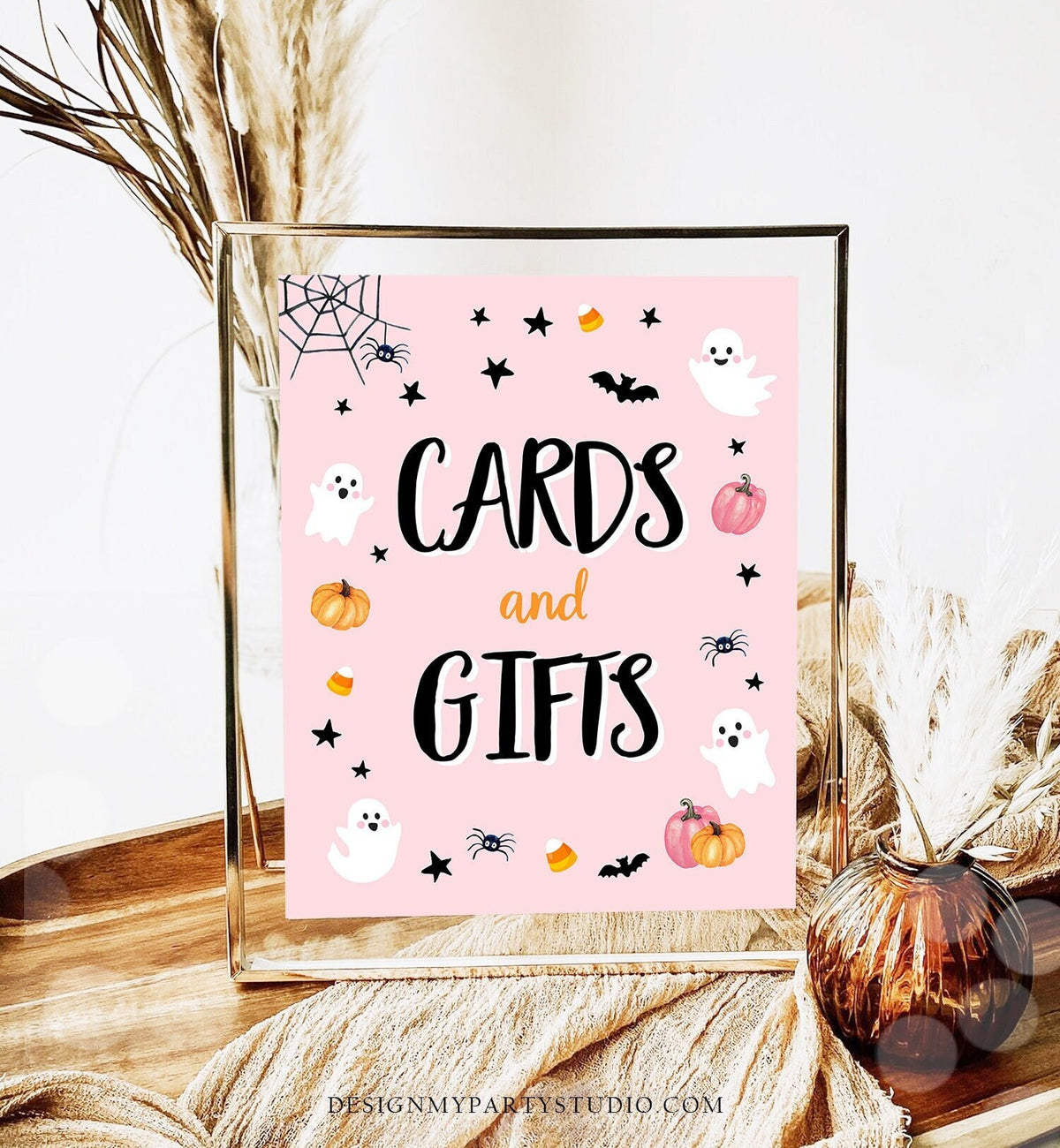 Cards And Gifts Sign Table Decor Pink Halloween Ghost Party Sign Pink Ghost Spooktacular Halloween Birthday Digital Download Printable 0418