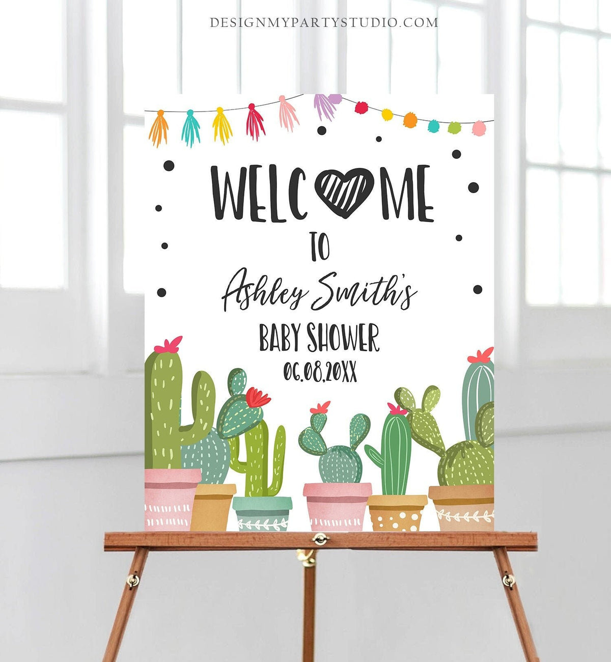 Editable Taco Bout a Baby Welcome Sign Baby Shower Cactus Mexican Succulent Couples Shower Table Sign Digital Template Printable 0254