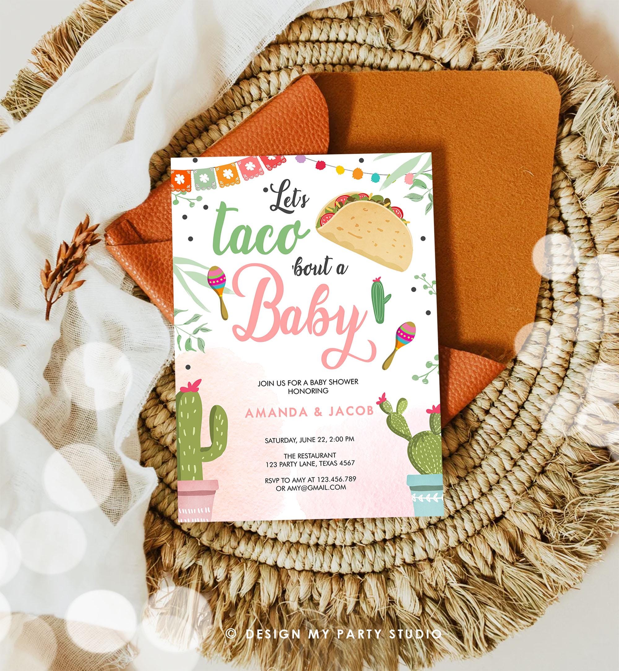 Editable Taco Bout a Baby Shower Invitation Girl Cactus Mexican Fiesta Baby Shower Taco Download Printable Invitation Evite Template 0254