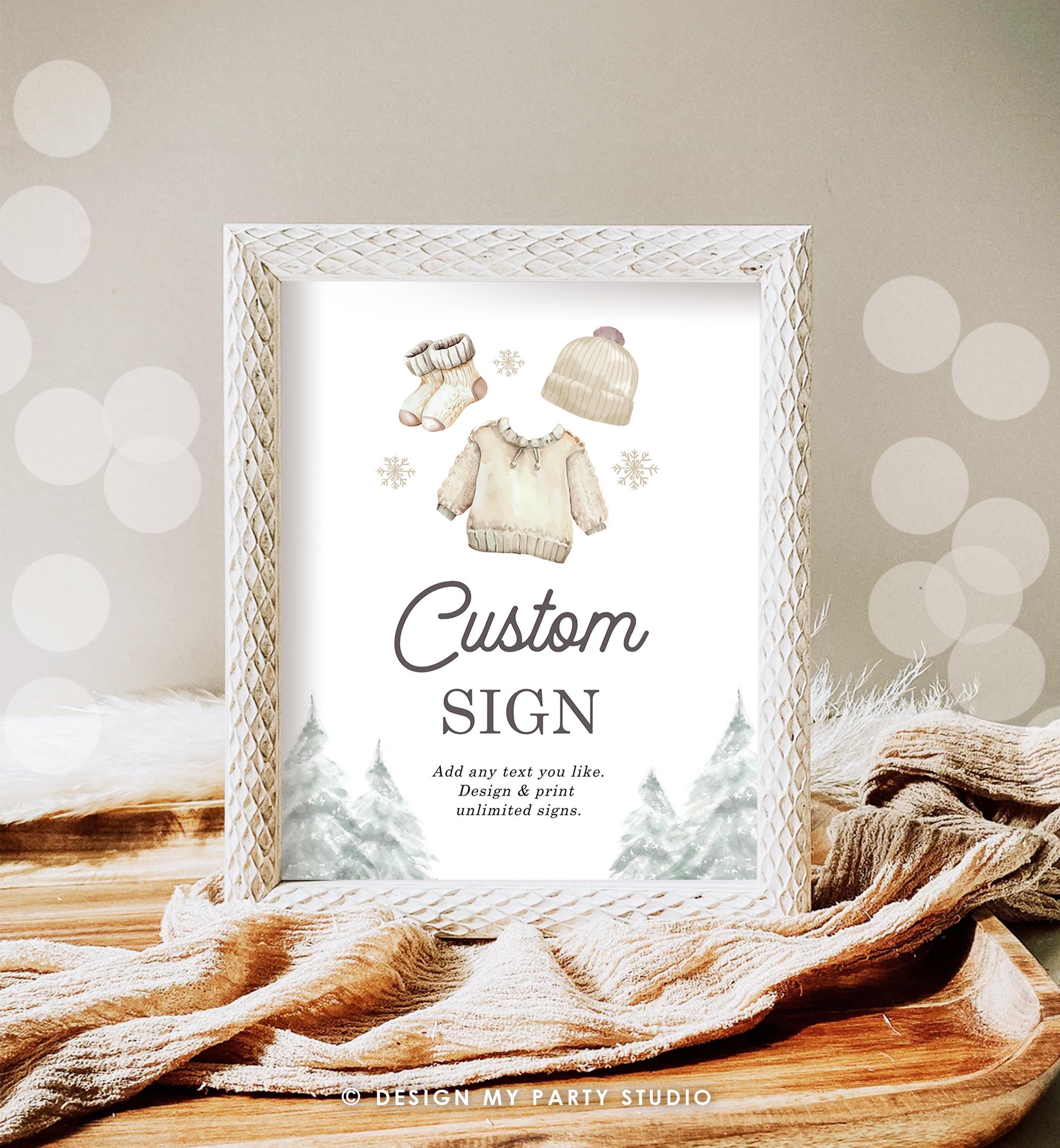 Editable Custom Sign Winter Baby Clothes Baby Shower Baby It's Cold Outside Christmas Watercolor Decor Digital Template Printable 0491