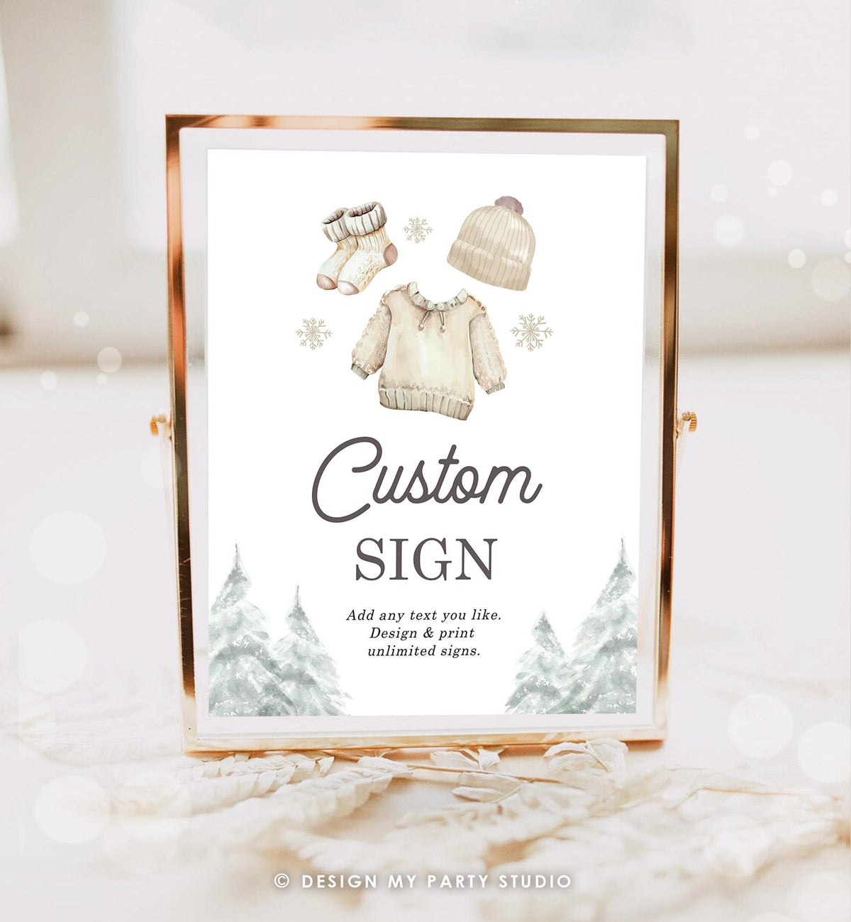 Editable Custom Sign Winter Baby Clothes Baby Shower Baby It&#39;s Cold Outside Christmas Watercolor Decor Digital Template Printable 0491