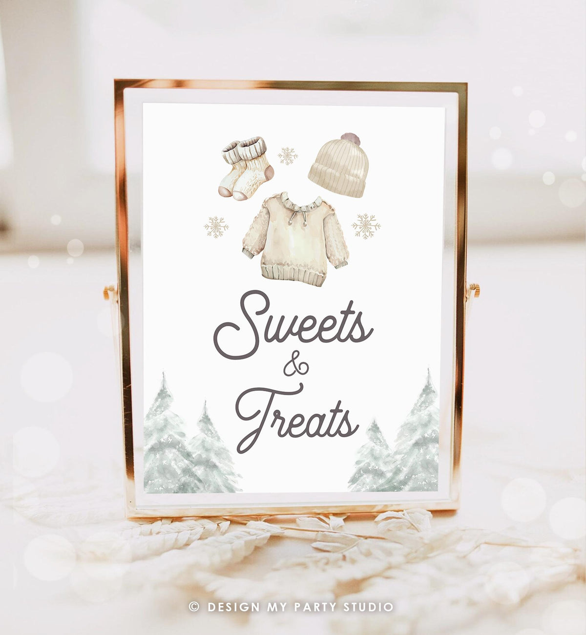 Sweets and Treats Sign Winter Baby Clothes Baby It&#39;s Cold Outside Baby Shower Food Favors Treats Watercolor Digital Download Printable 0491