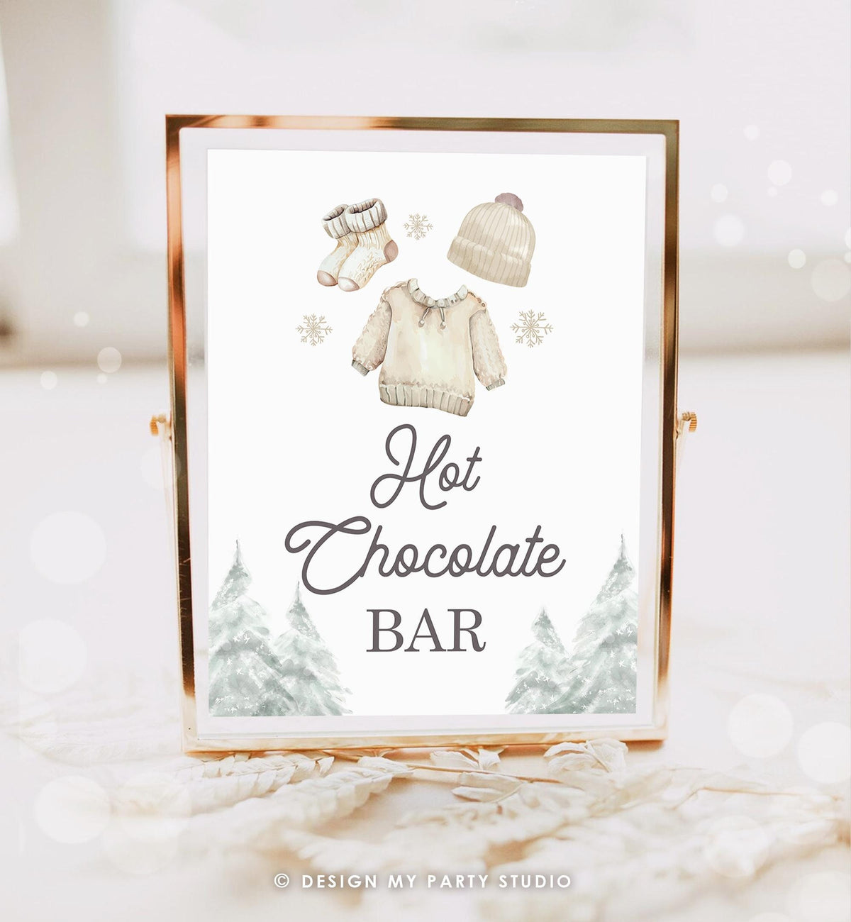 Hot Chocolate Bar Sign Winter Baby Clothes Baby It&#39;s Cold Outside Baby Shower Cocoa Station Decor Watercolor Digital Download Printable 0491