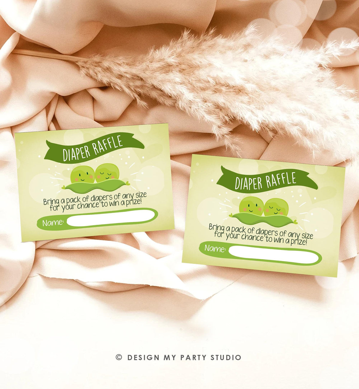 Two Peas in a Pod Baby Shower Diaper Raffle Ticket Card Baby Shower Game Green Twins Twin Instant Digital Download Printable 0020