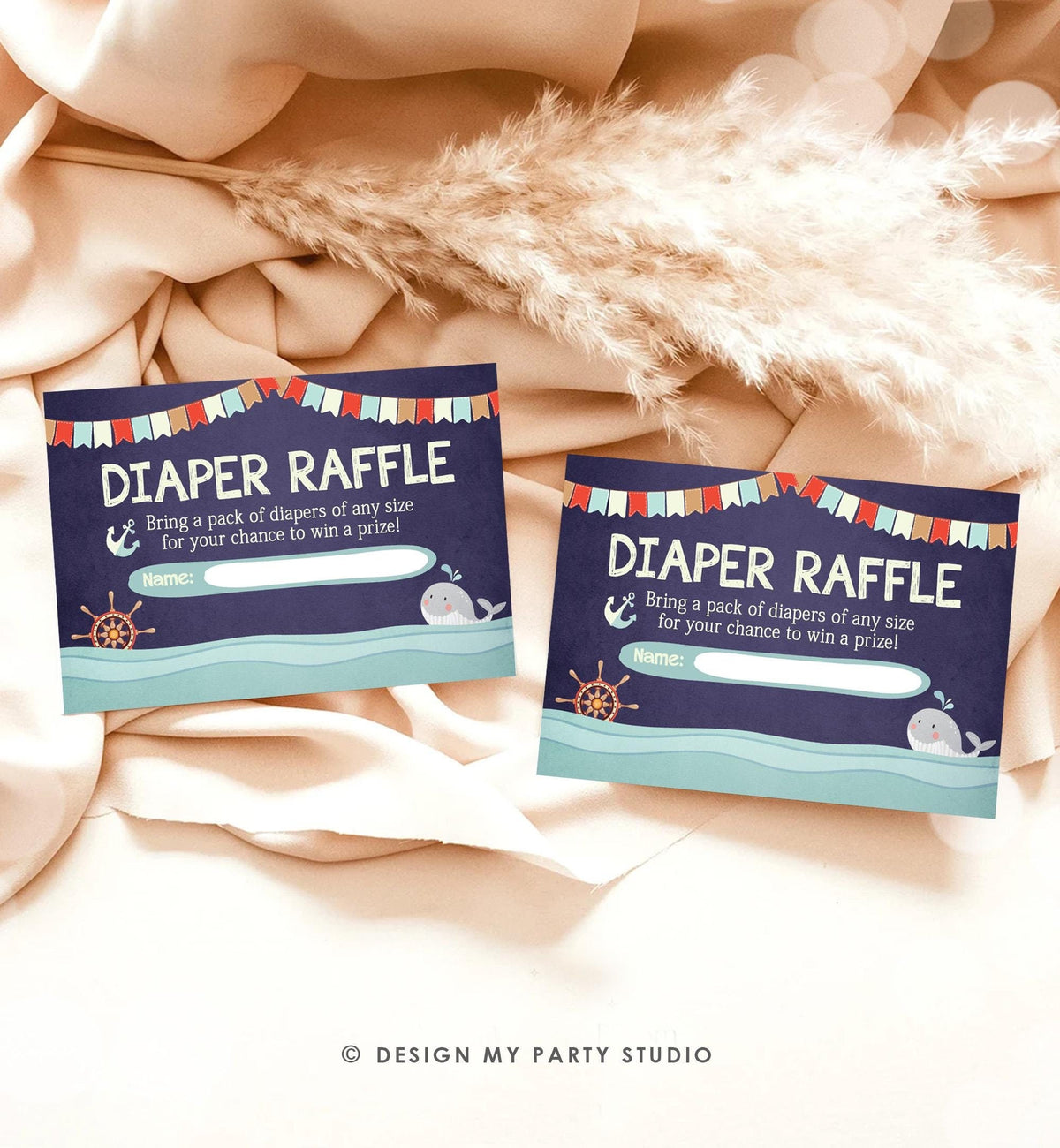 Nautical Baby shower Diaper raffle card Ahoy it&#39;s a Boy Baby shower game Whale baby shower Diaper raffle ticket Navy blue Red PRINTABLE 0018