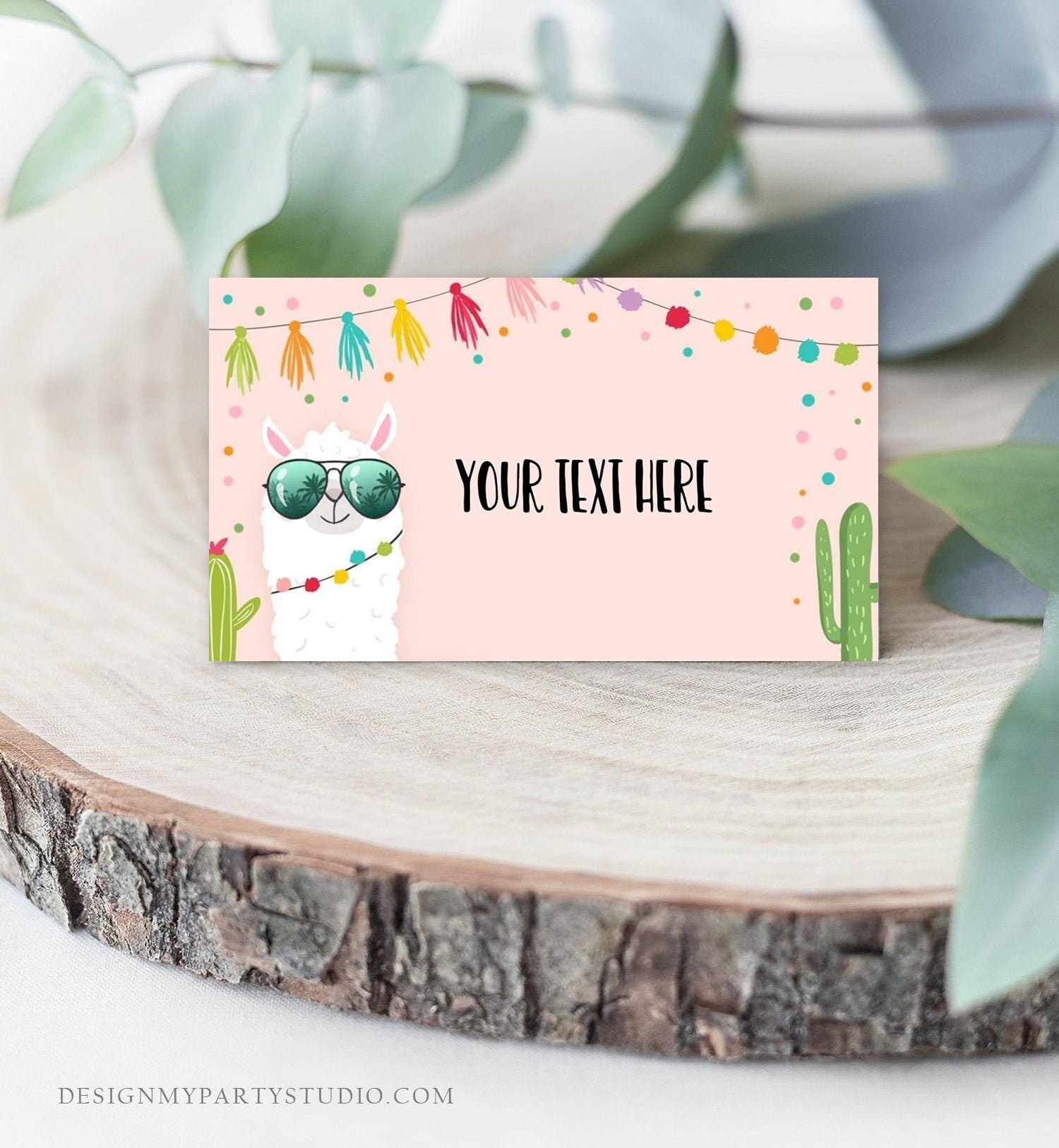 Editable Llama Food Labels Llama Place Card Tent Card Escort Card Llama Birthday Fiesta Party Mexican Girl Cactus Template Printable 0079