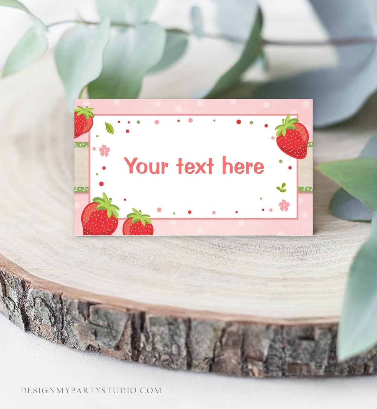 Editable Strawberry Food Labels Strawberry Birthday Party Place Card Food Tent Farmers Market Fruit Berry Sweet Girl Template Printable 0091