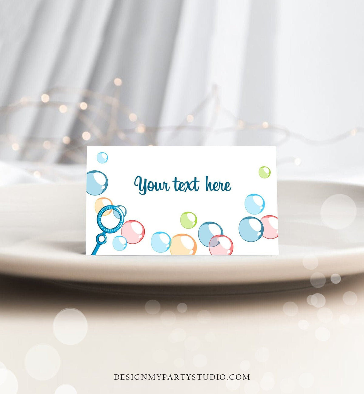 Editable Bubble Birthday Food Labels Bubbles Party Place Tent Card Escort Card Boy Birthday Pop Summer Digital Template Printable 0035