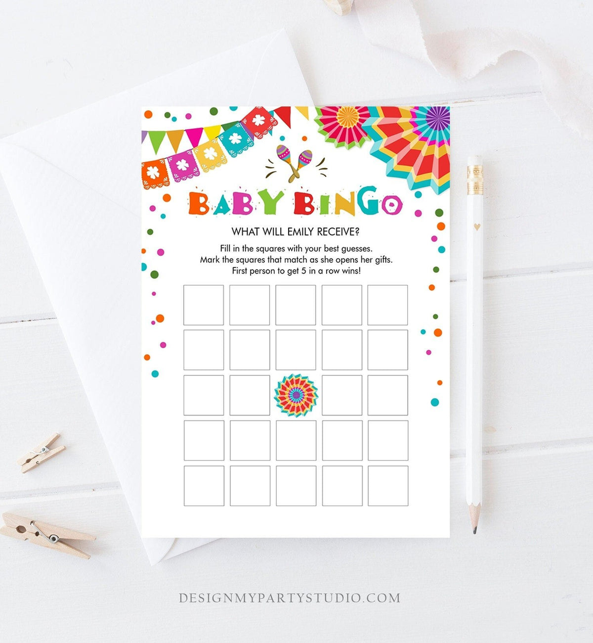 Editable Baby Bingo Game Cactus Baby Fiesta Mexican Shower Game Baby Coed Sprinkle Games Digital Download Template Printable 0045